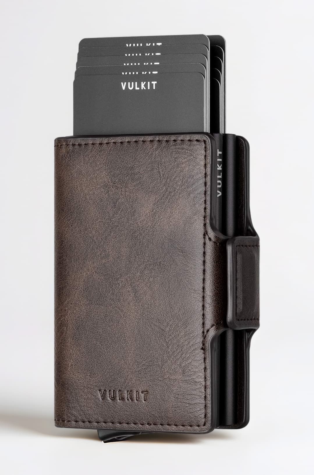 Credit Card Holder Leather Men's Wallet Mini Wallet Pop Up with RFID Protection & 2 Slots for 5-7 Cards & Banknotes, S2 Espresso, M, Classic