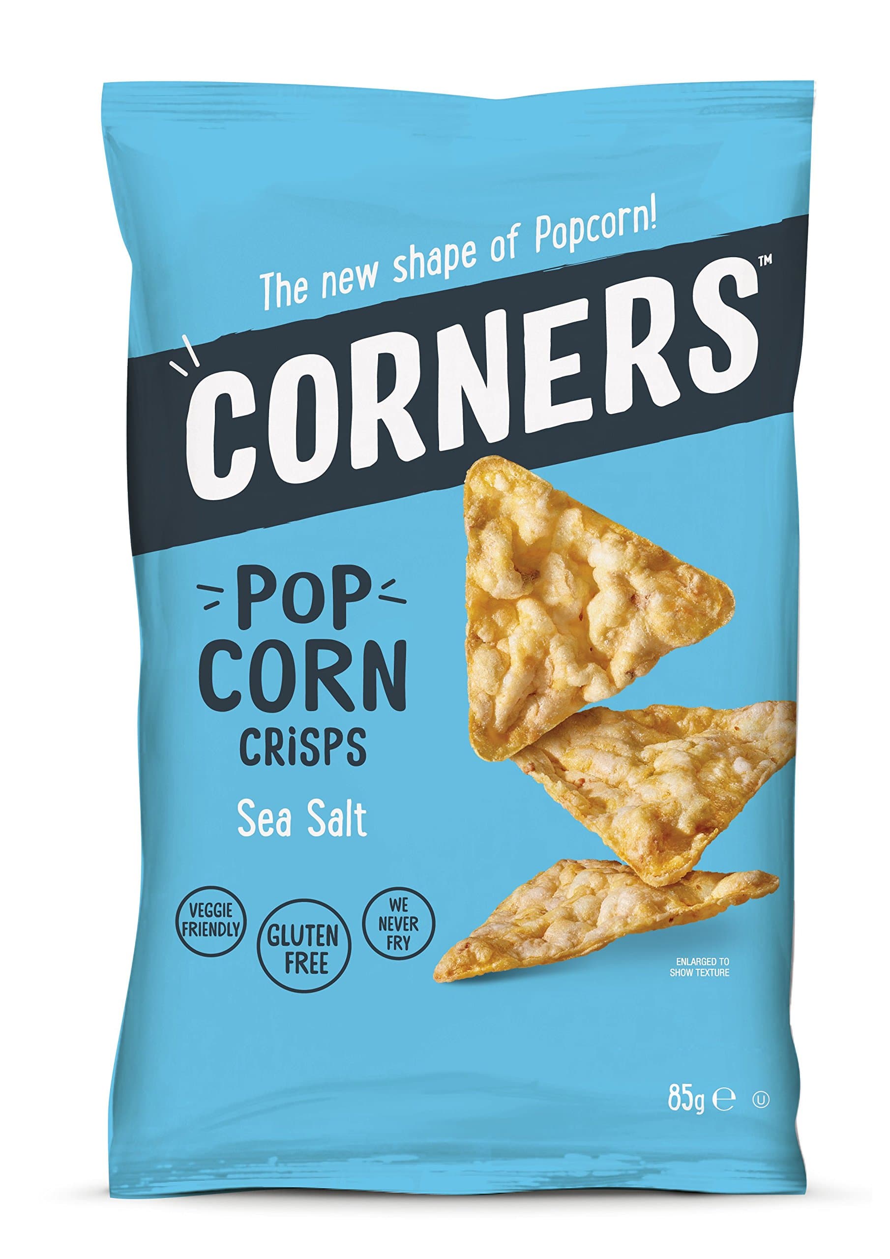 Corners Crunchy Flavoured Popcorn Crisps 85g (Pack of 8) (Sea Salt)