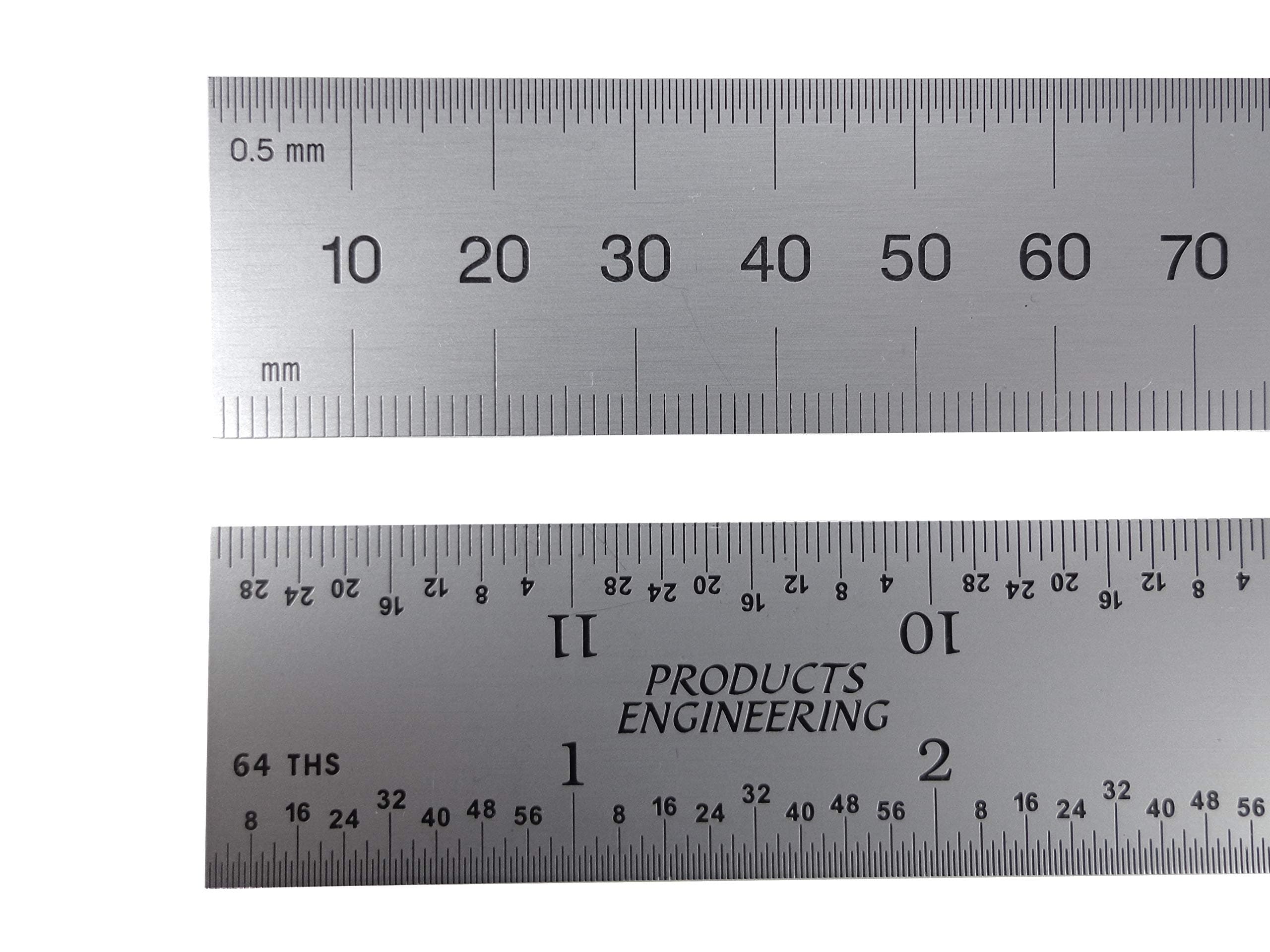 262-006 6" Inch/MM USA Rigid Steel Rule, reads 32nds, 64ths, 1mm, 1/2mm.