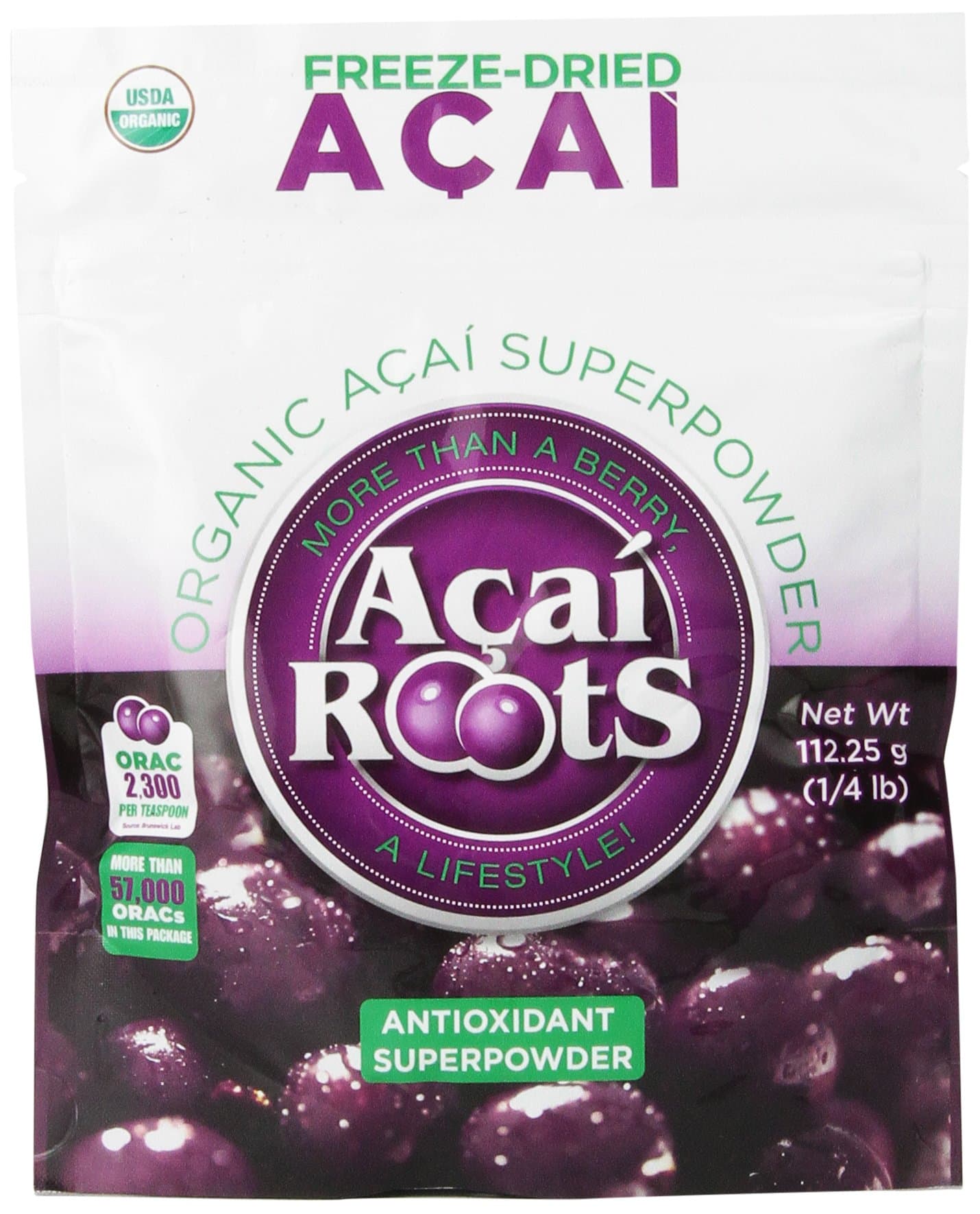 Acai Roots Organic Acai Pure Powder, 4-Ounce Pouch