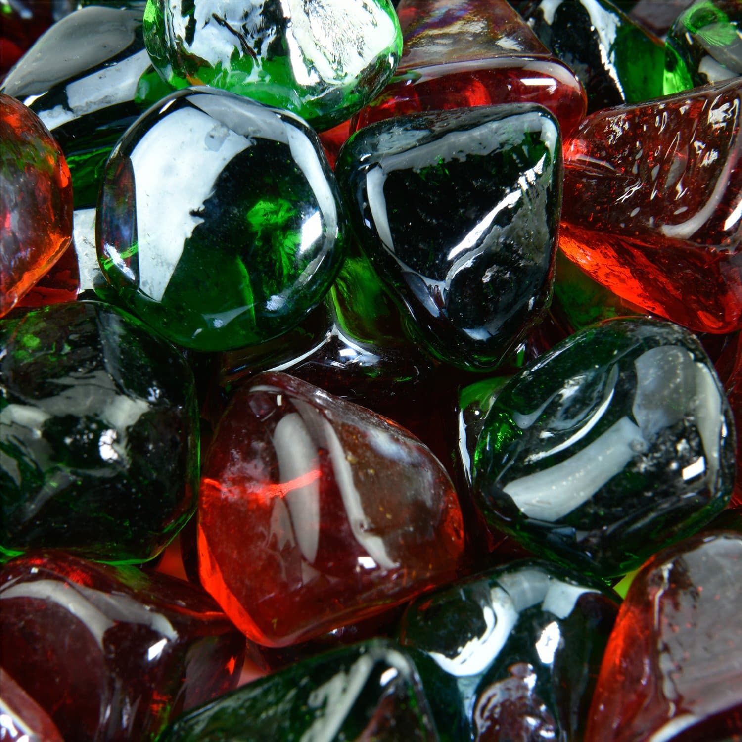 Holiday Sparkle - Blended Fire Glass Diamonds for Indoor and Outdoor Fire Pits or Fireplaces | 10 Pounds | 1 Inch