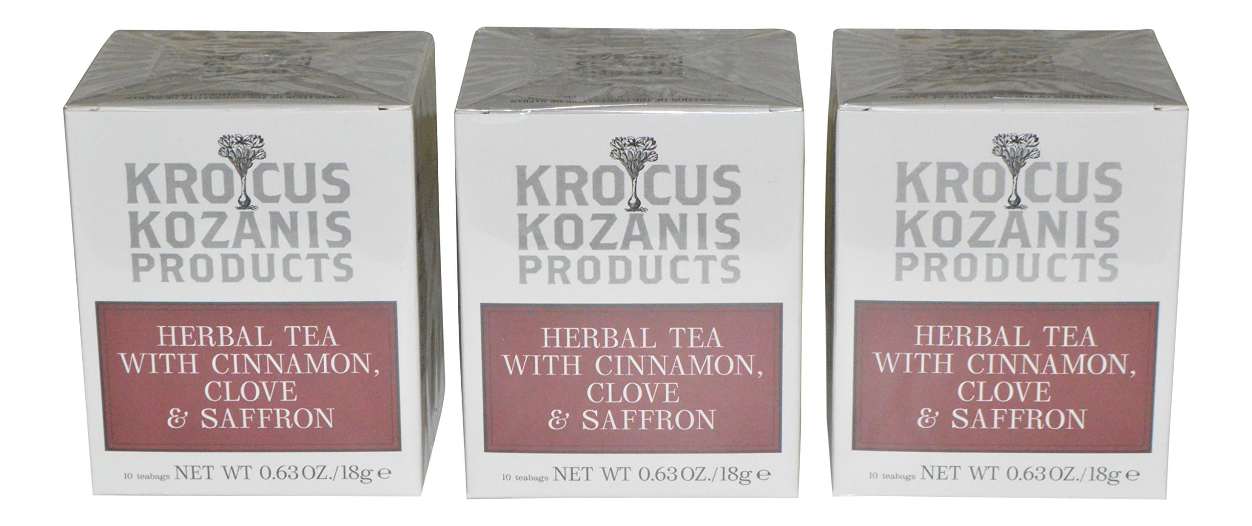 Krocus Kozanis Saffron Teas (Herbal Tea with Cinnamon),pack of 3