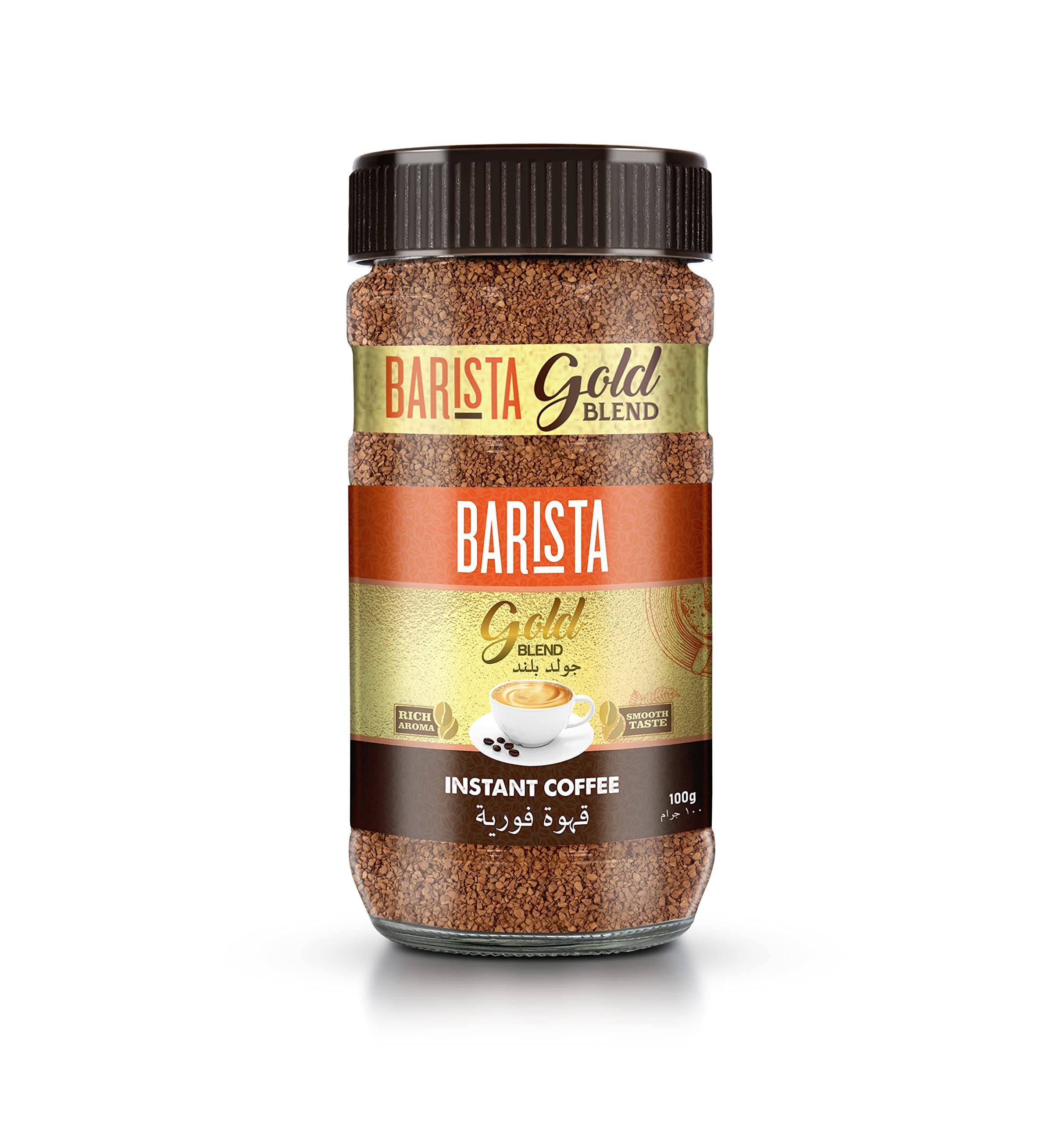 BaristaGold Blend Instant Coffee 100 Gram, Rich Aroma, Smooth Blend, Natural black