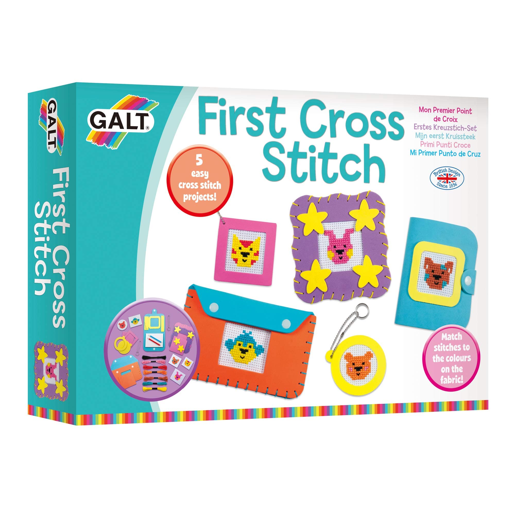 Galt Toys, First Cross Stitch, Embroidery Craft Kit for Children, Ages 6 Years Plus
