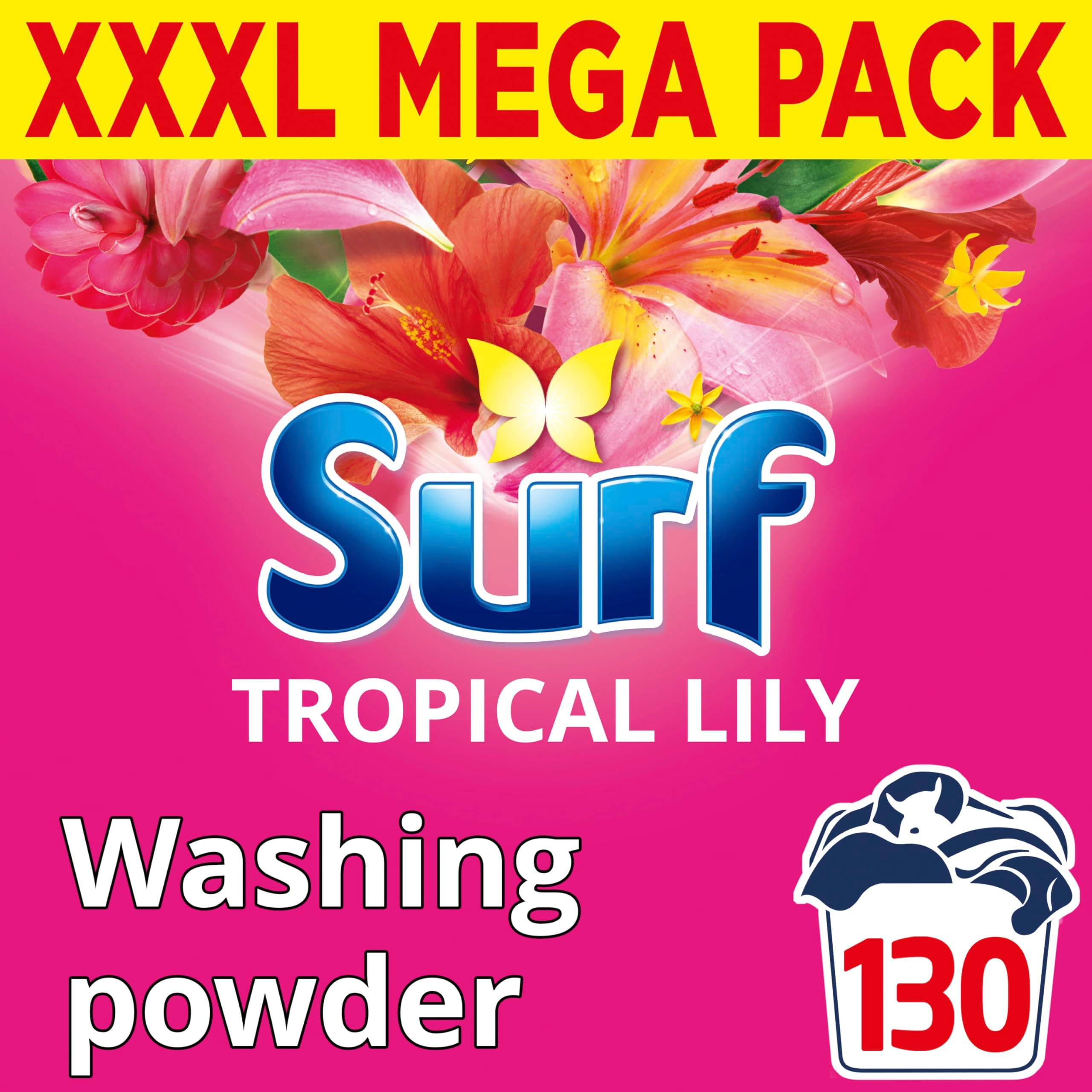 Surf Tropical Lily Laundry Powder 130 washes for fabric care for brilliantly clean laundry every time 6.5 kg