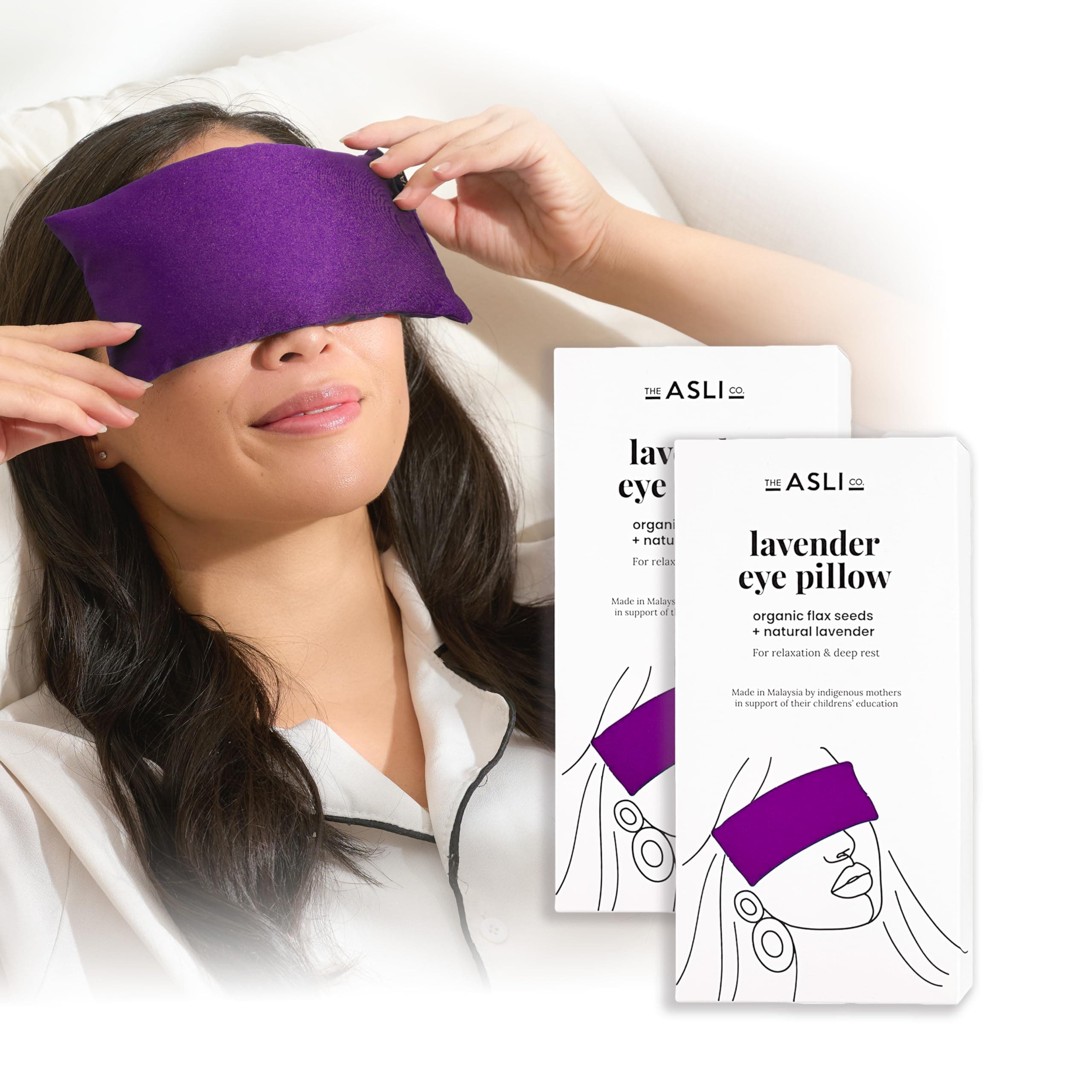 The Asli Co. Weighted Lavender Eye Pillows for Relaxation,Yoga,Headache, Sinus, Dry Eyes Relief, Stress Relief Anxiety and Migraine Relief, Hot & Cold Eye for Meditation