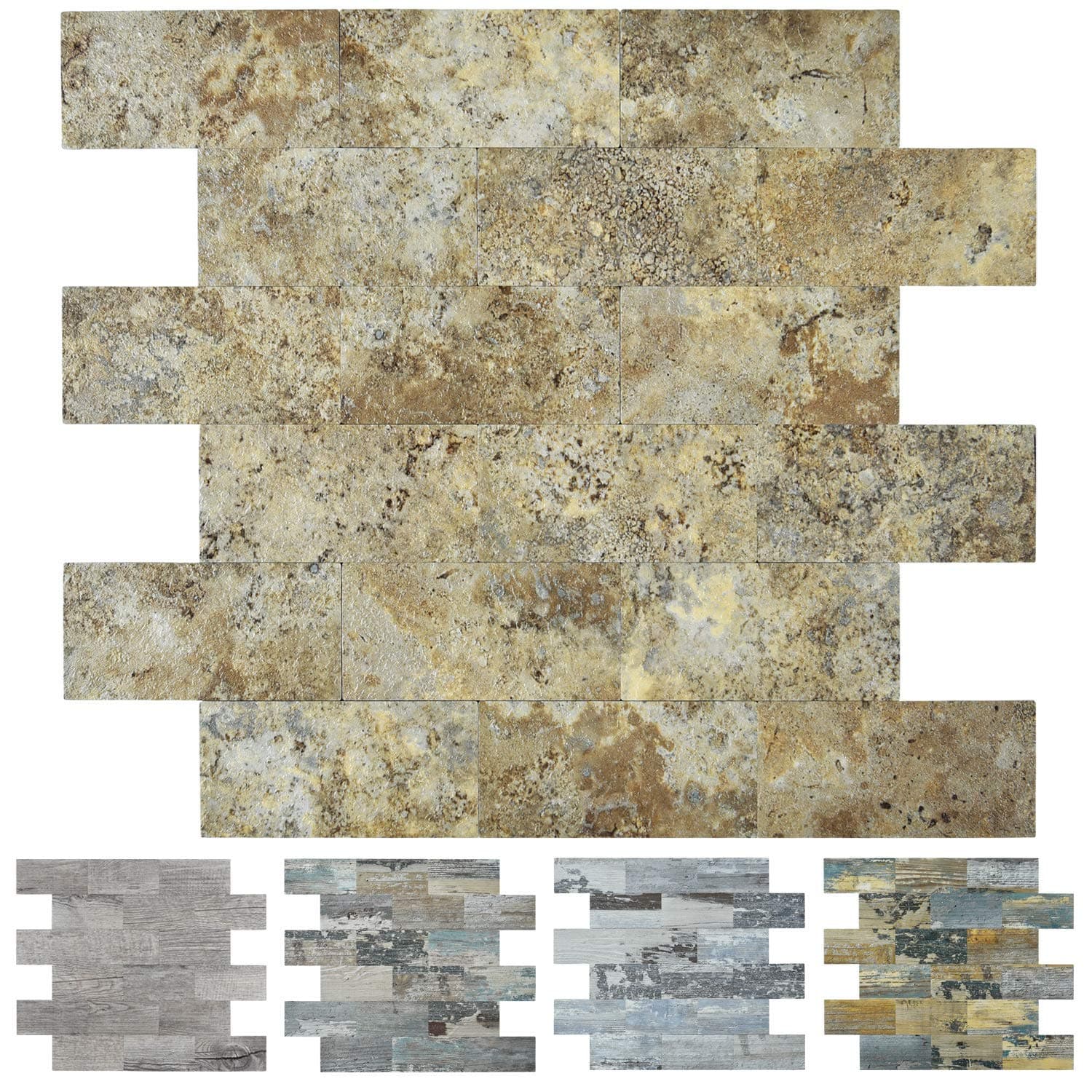 Art3d Peel and Stick Tile Backsplash, PVC Ecru Gneiss Backsplash Stone Tile for Kitchen Peel and Stick 1-Sheet