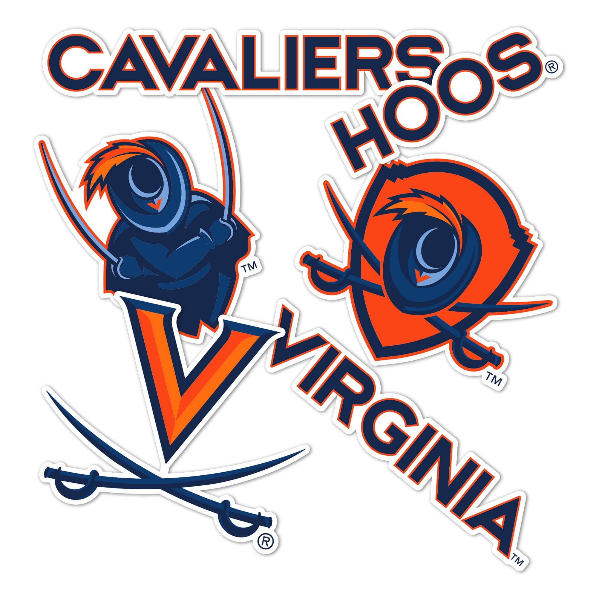 Desert Cactus University of Virginia Sticker Virginia Cavaliers Vinyl Decal Laptop Water Bottle Car Scrapbook Sheet (Type 2)