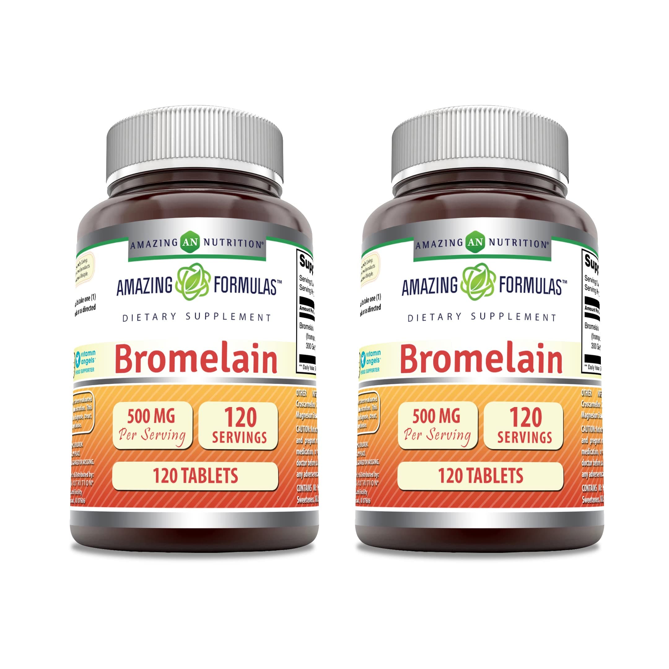 Amazing Formulas Bromelain 500 Mg | Tablets Supplement | Non-GMO | Gluten-Free | Made in USA (Pack of 2 | 120 Count)