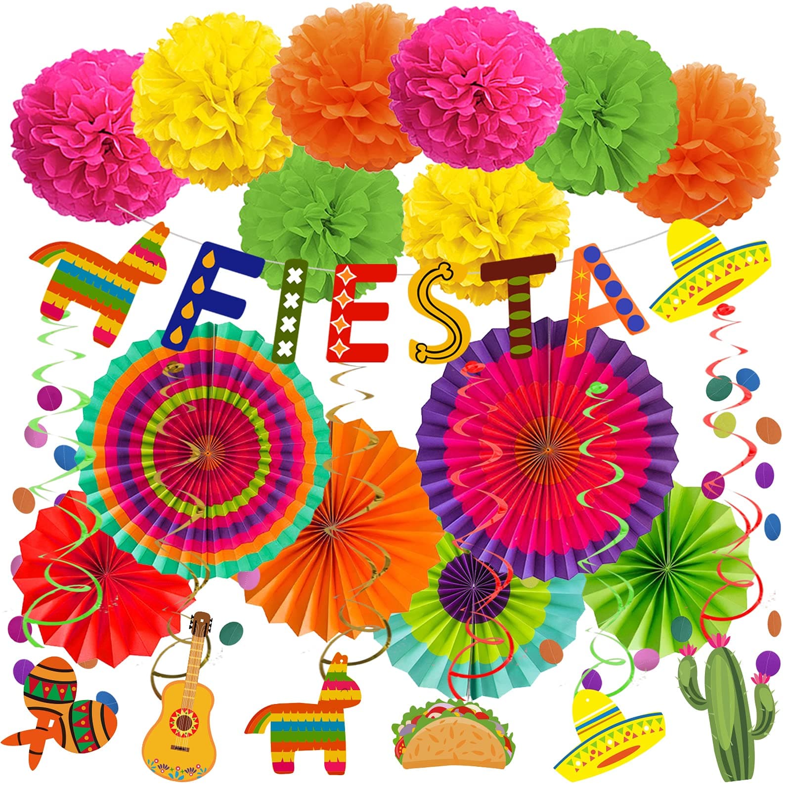 ZERODECO Fiesta Party Decorations Set - Mexican Banners and Table cover, Fies...