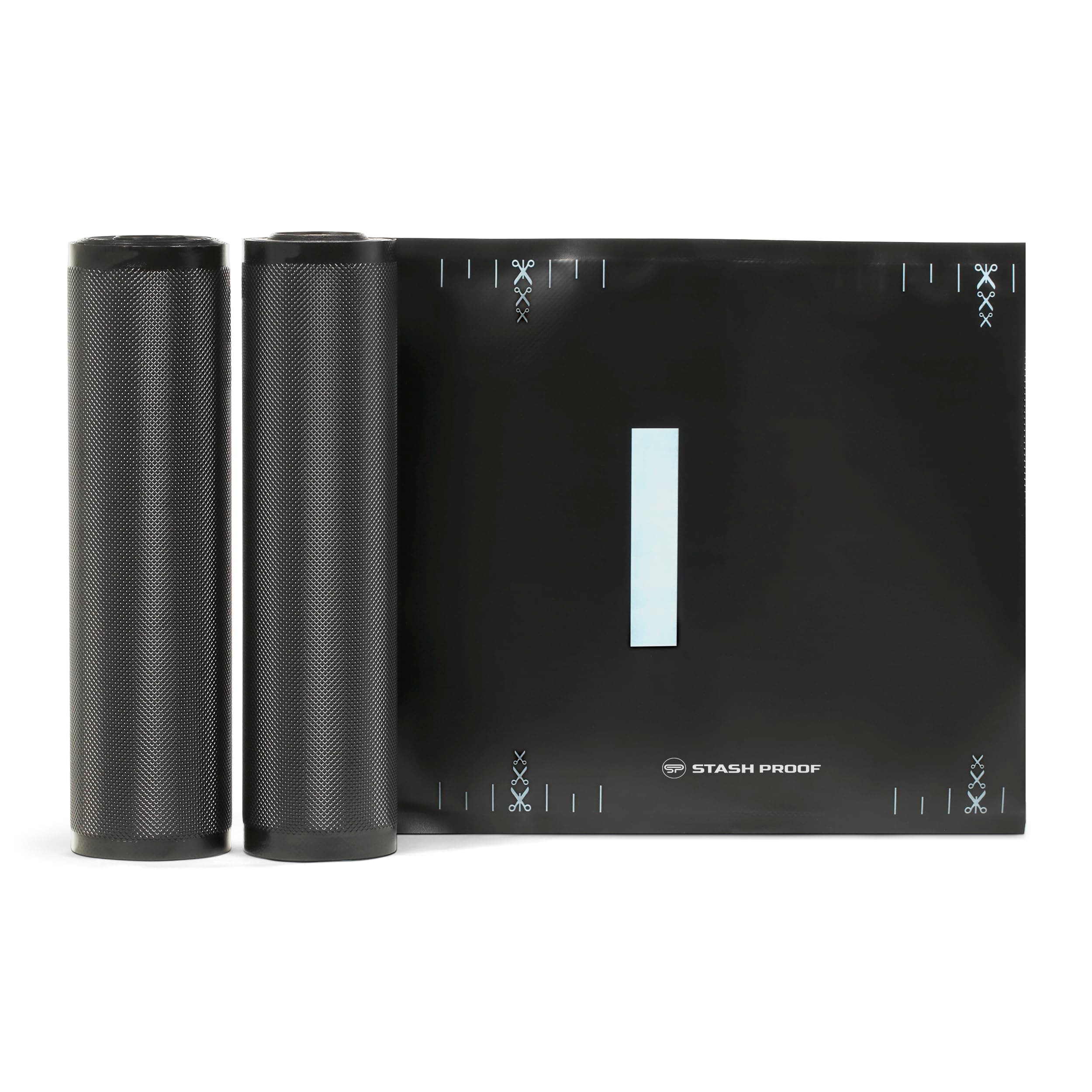 Stash Proof Vacuum Seal Rolls 11" x 25' 2 Pack (50 Feet Total) (Black and Black) 5.5 Mil - BPA Free Commerical Grade Food Saver for Storage, Sous Vide, and Meal Prep Sealer Bag