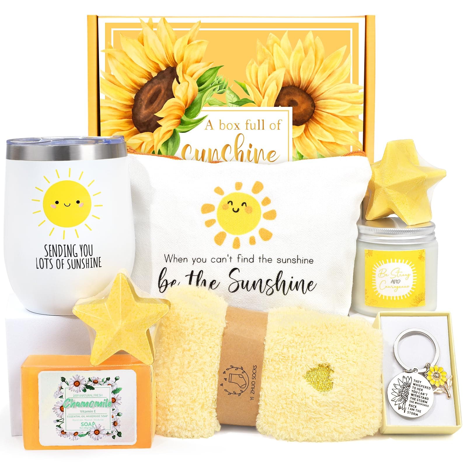 Get Well Soon Gift Baskets for Women, 9pcs Care Package for Women, After Surgery Recovery Gifts, Feel Better Set Thinking Of You - Sending You Hug Sunshine Box for Sick Friend