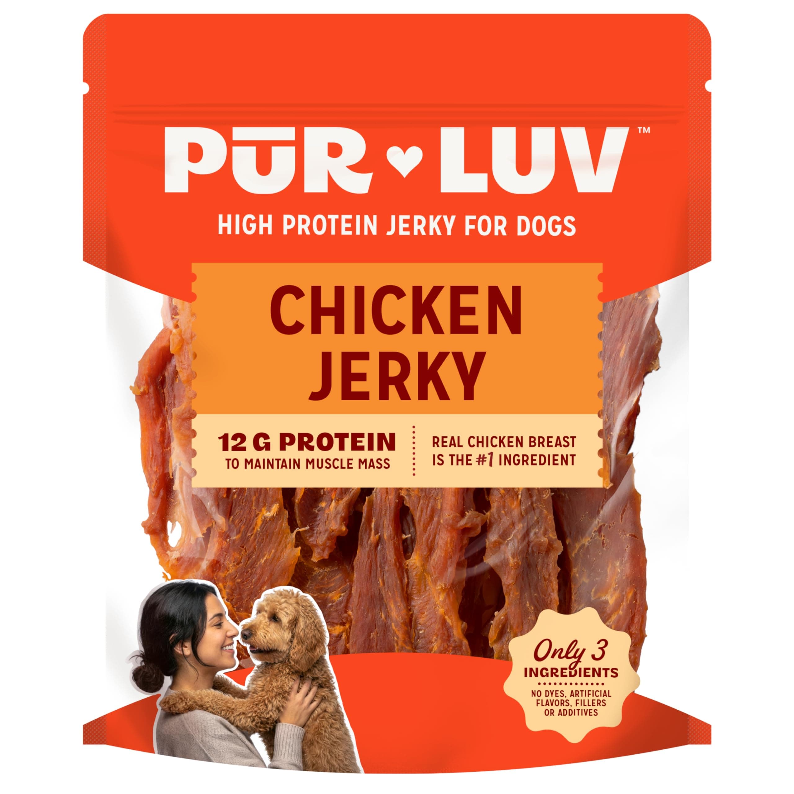 Pur Luv Real Chicken Jerky Dog Treats, Brown