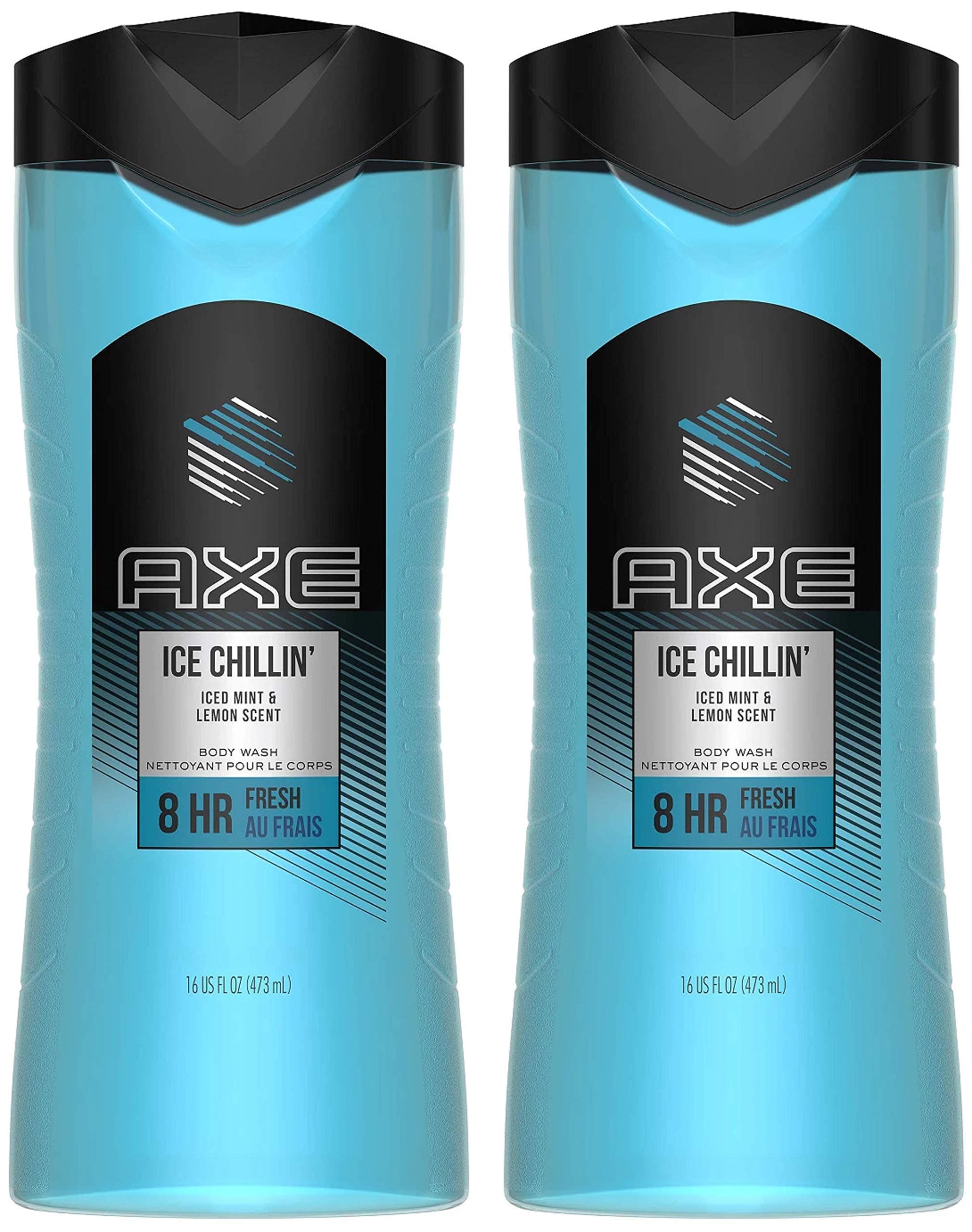 Axe Body Wash - Ice Chillin' - Iced Mint & Lemon Scent - Net Wt. 16 FL OZ (473 mL) Per Bottle - Pack of 2 Bottles