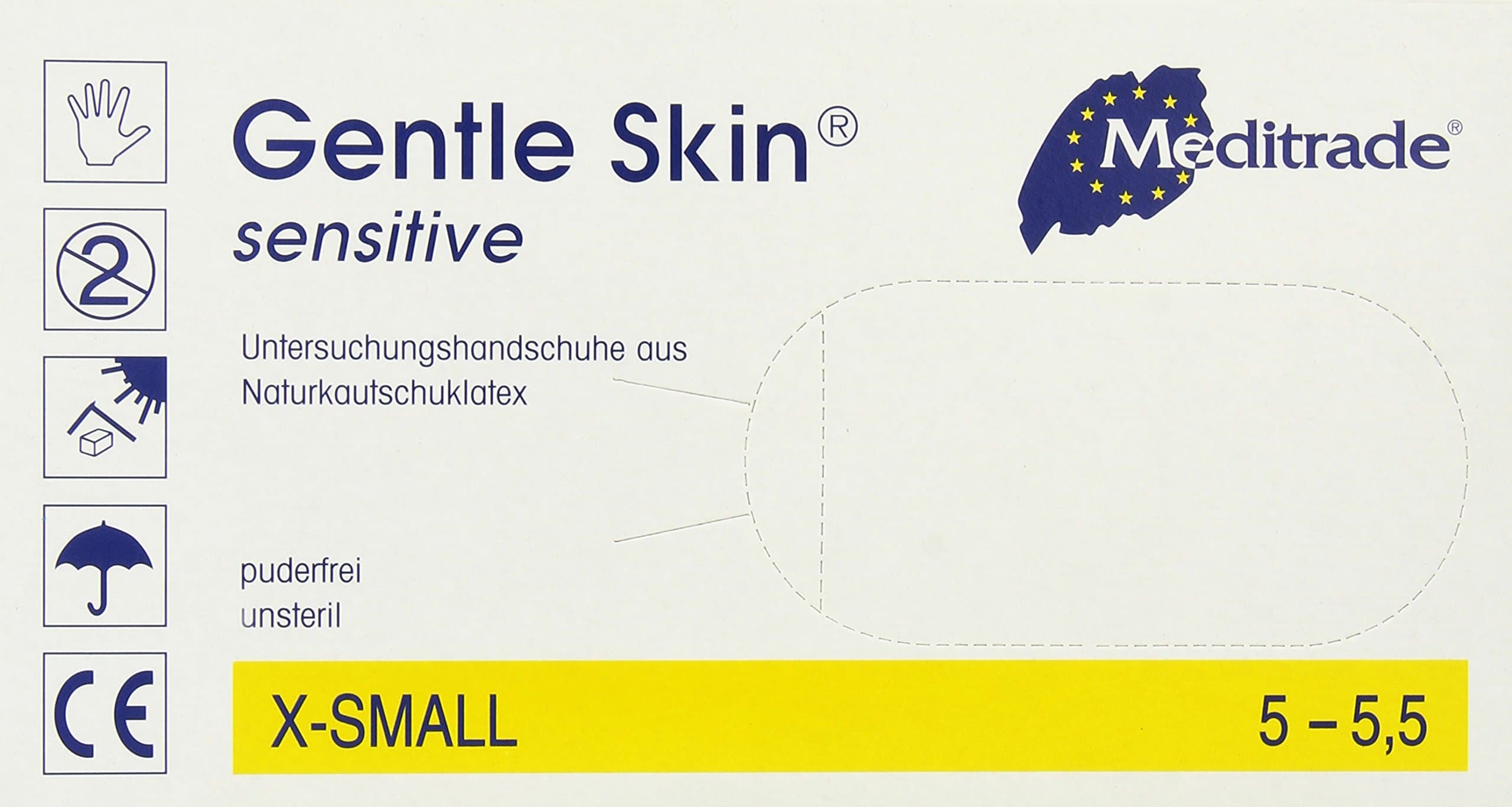 Meditrade 1221RXST Gentle Skin Sensitive Disposable Gloves, Size X-SMALL, Pack of 100 Gloves