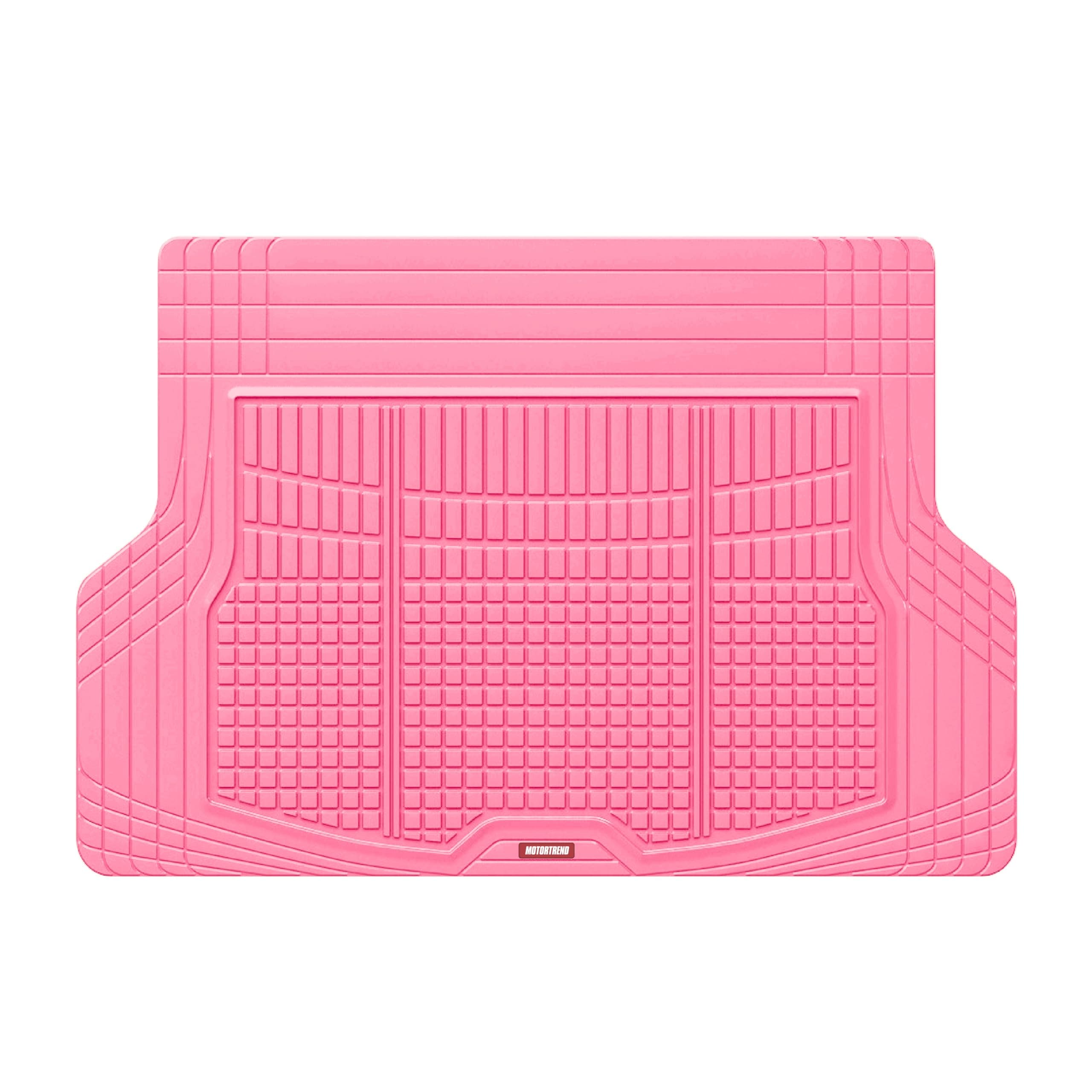 MotorTrend FlexTough Rear Cargo Mat – Heavy-Duty Trimmable Rubber Trunk Mat, Universal All-Weather Cargo Liner for Cars, SUVs & Trucks, Flexible Non-Slip Automotive Floor (Pink)