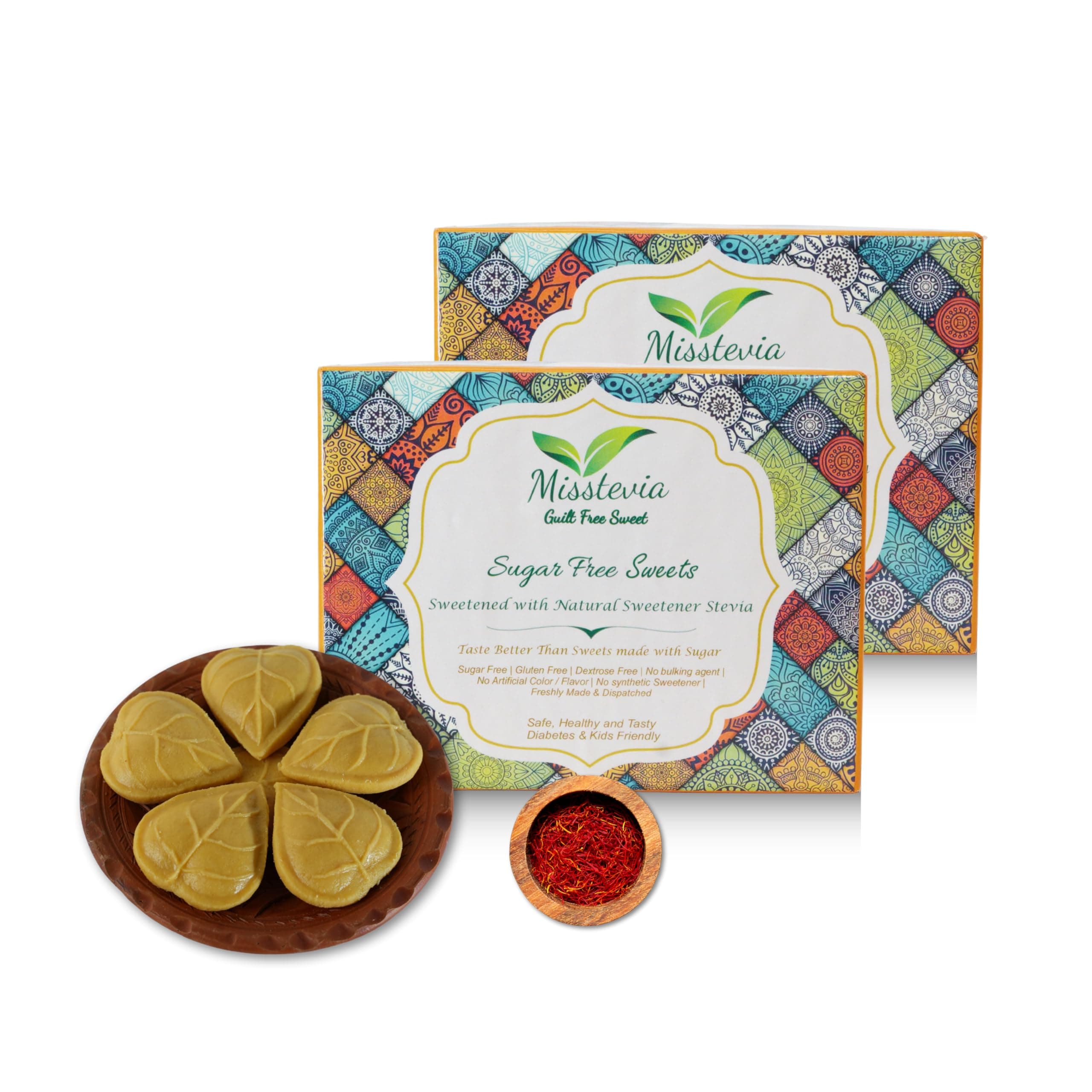 Sugar Free Kesar Malai Peda|Stevia Sweetened| Kids And Diabetes Friendly Sugar Free Sweets|Yummy And Delicious Kesar Malai Peda|Healthy Indian Sweets 250G