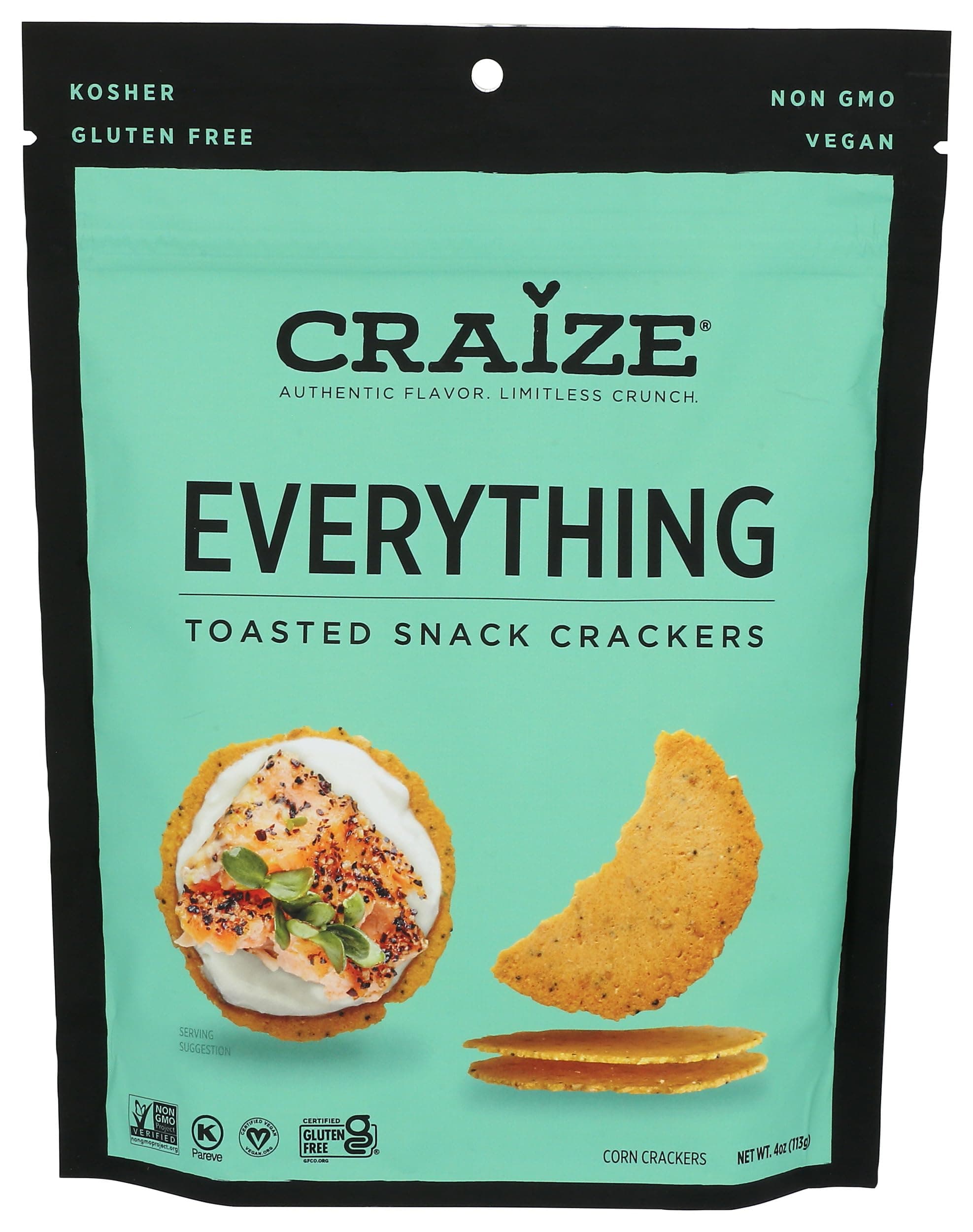 Craize, Crackers Toasted Corn Everything, 4 Ounce
