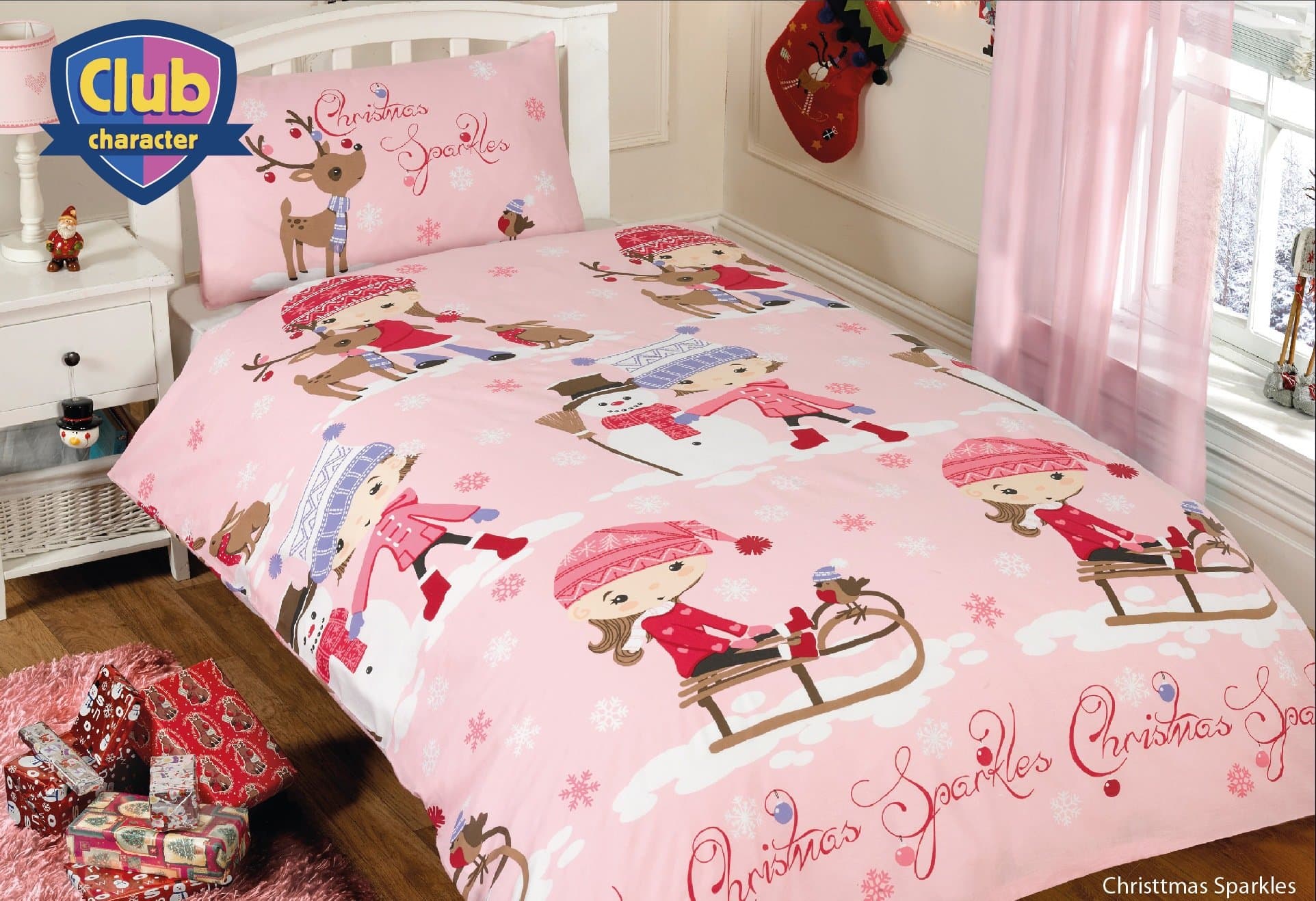 Club Character Christmas Sparkle Junior Duvet Cover Set
