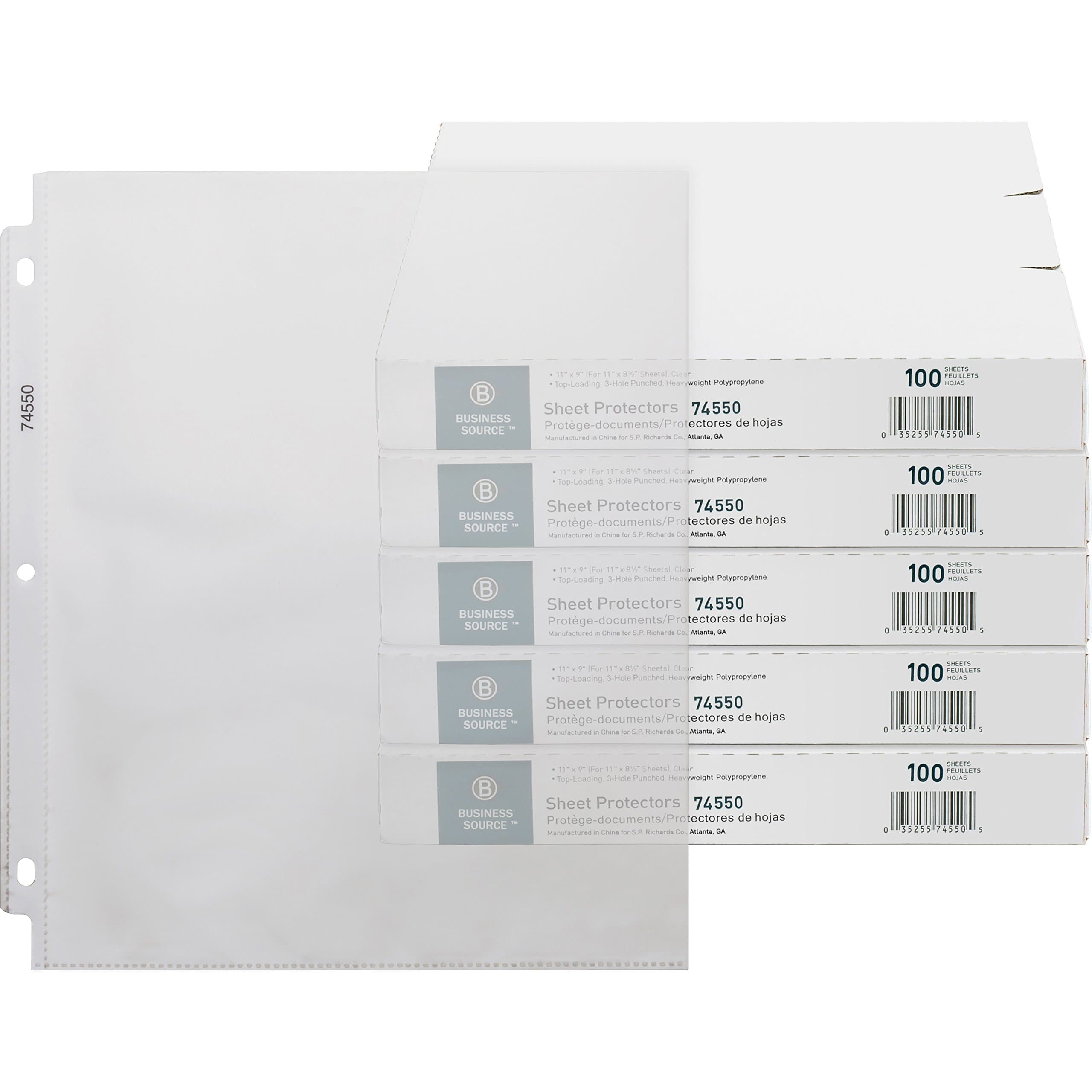 Business Source Top-Loading Poly Sheet Protectors, 3.2 mil Thickness (74550CT)