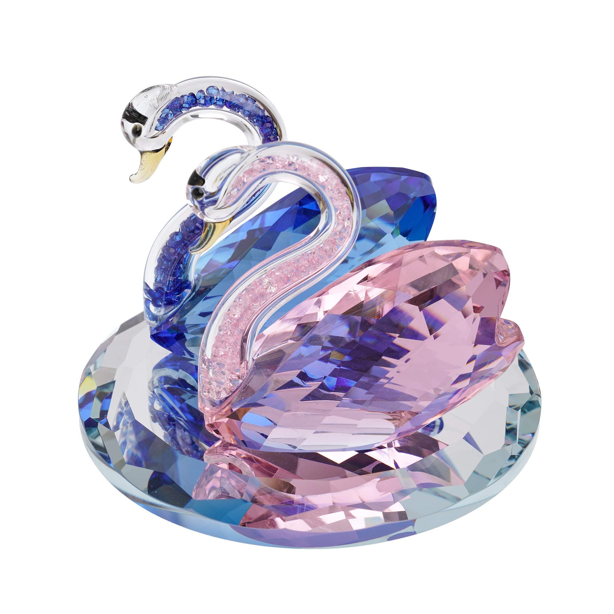 London Boutique Crystal Swan Wedding Pink Blue Figurine Ornaments for Living Room