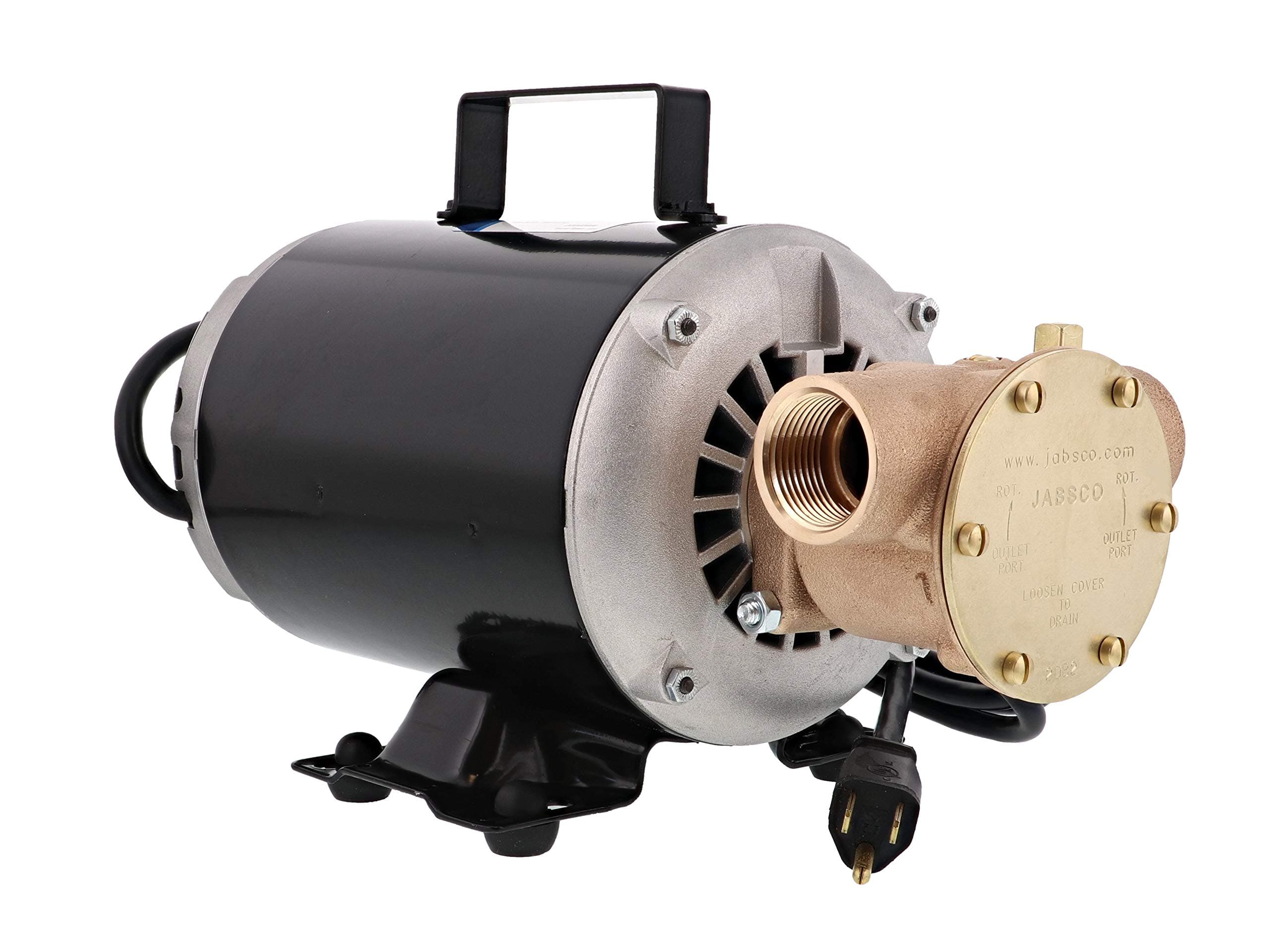 Jabsco 6050-0003 Marine Series Utility General Purpose Pump, 110-Volt, Nitrile Impeller, Open Drip Proof Moto Non-CE, 1" NPT Ports, Bronze