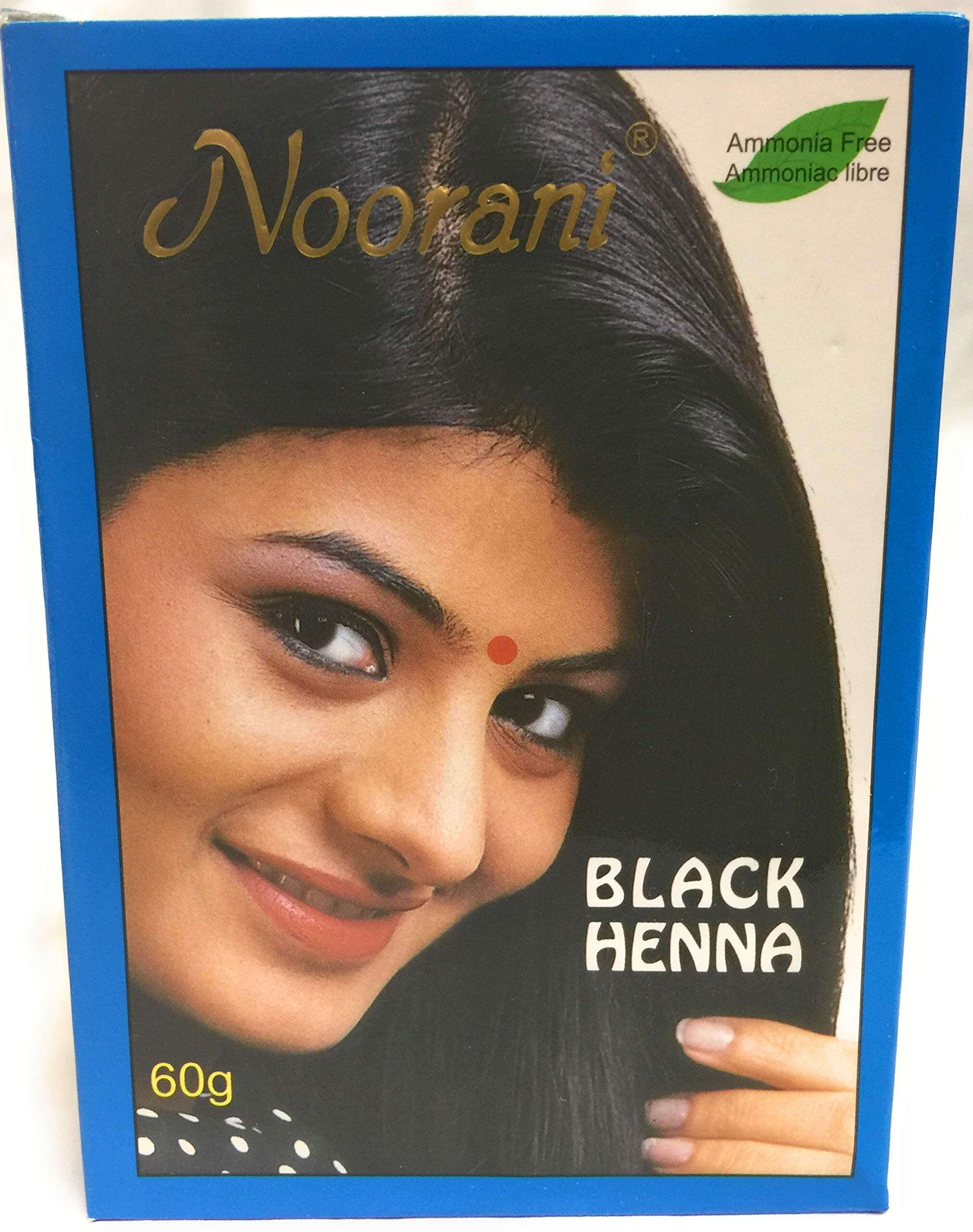 Noorani BLACK Hair Color - Henna Hair Color, Zero Ammonia, 6 Sachets X 10g, Henna based BLACK Hair Color (60gm)