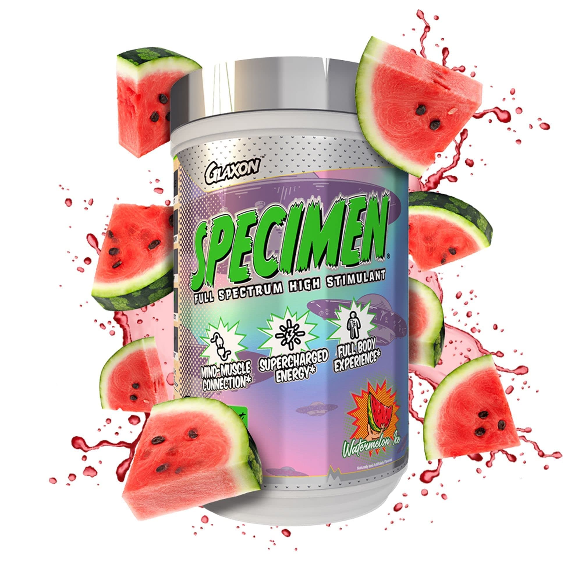 Glaxon Specimen High Stimulant Pre Workout Powder, Preworkout with 300mg Caffeine and 3200mg Beta Alanine Per Serving for Workout-Dominating Energy, Focus, and Pump (Watermelon Ice)