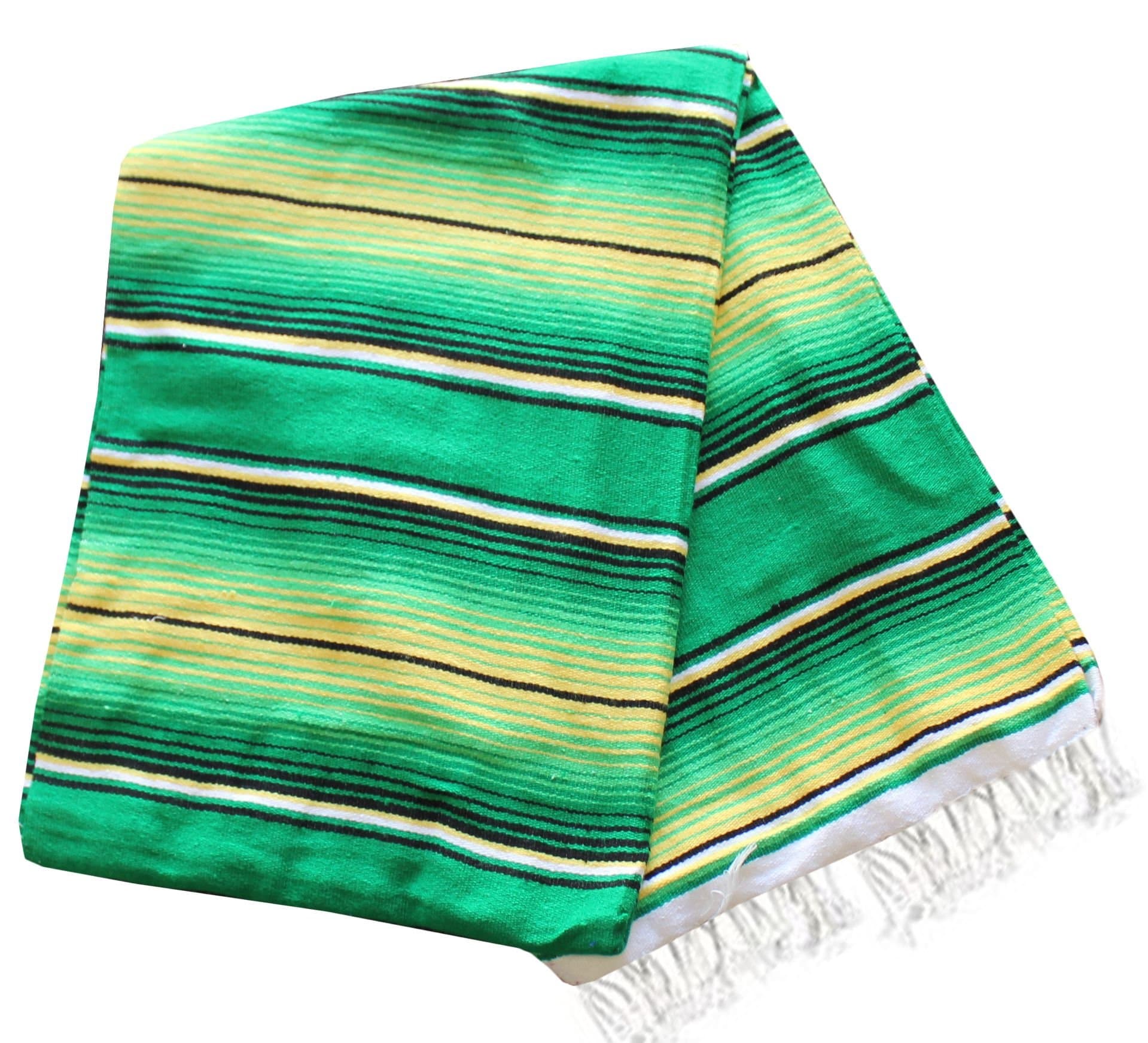 X-large Mexican Serape Beach Blanket Two Tone Green Lime