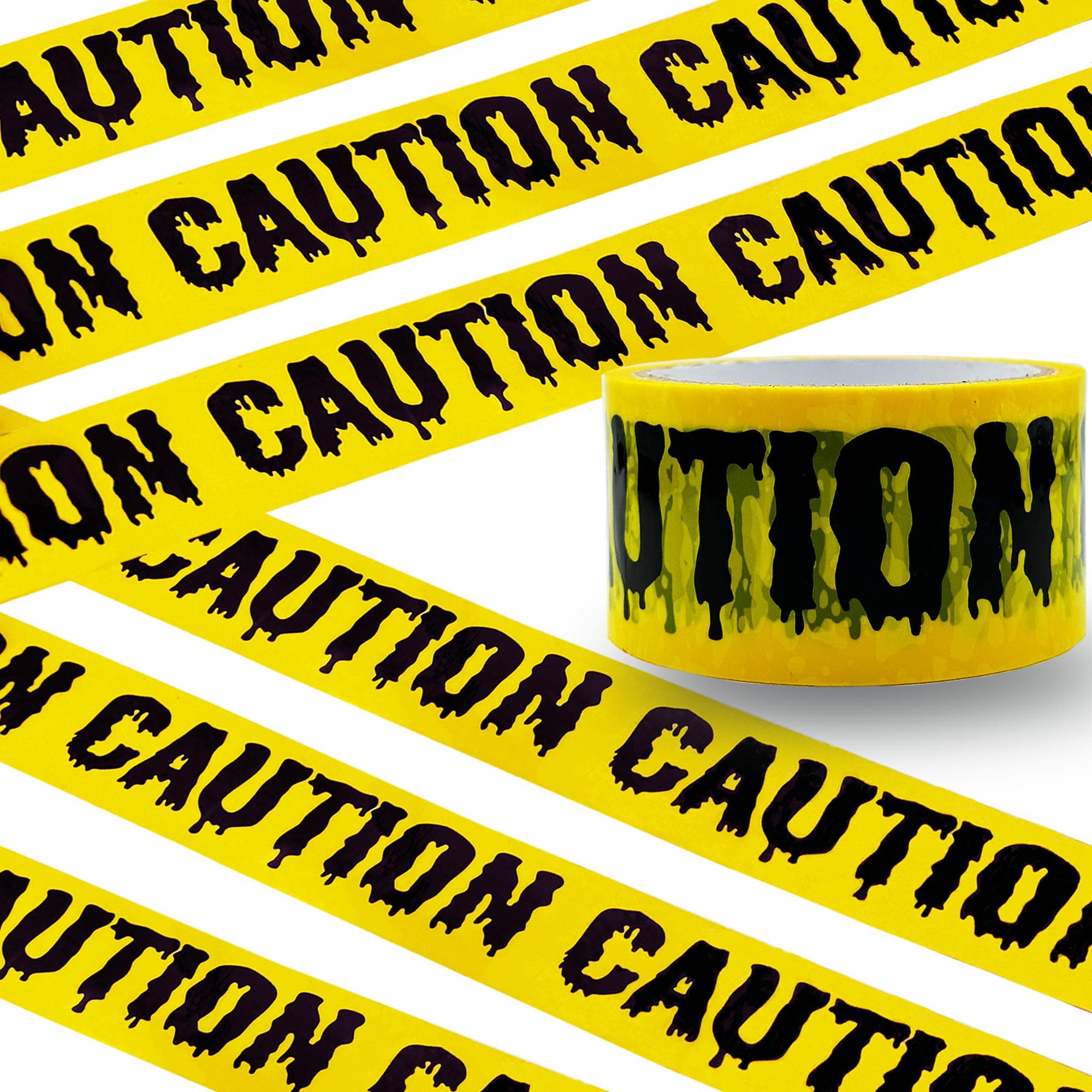 Halloween Caution Tape - 25M Self Adhesive Decorative Tape with Residue-Free Removal for Parties, Zombie Banner Decor, Haunted Houses