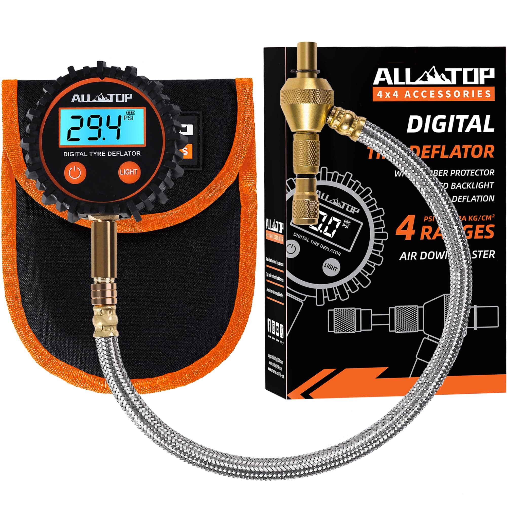 ALL-TOP 4x4 Digital Tire Deflator kit, Professional Tire Pressure Gauge, Air Down Master, Rapid Tire Deflator (250 PSI)