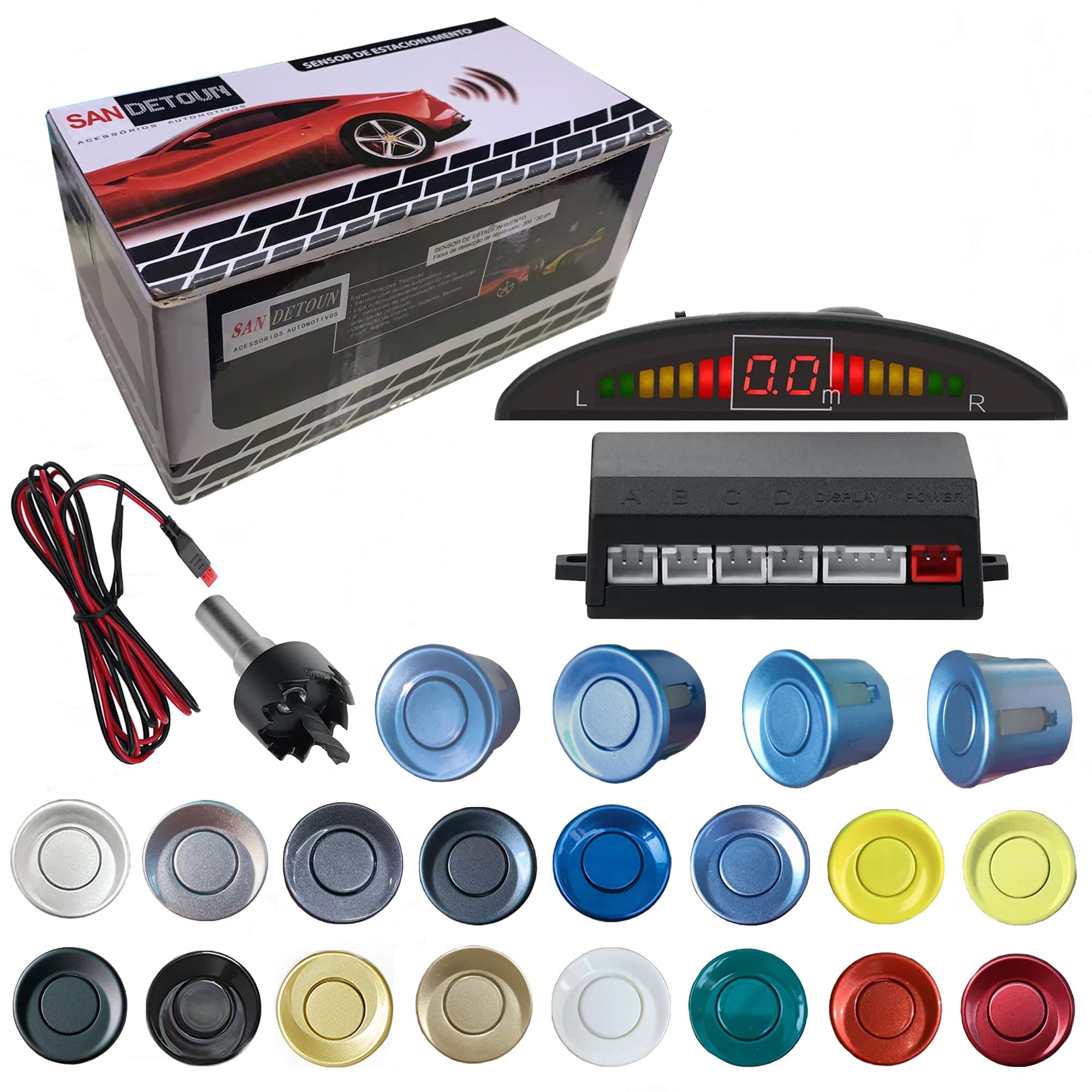 Parking Sensor Kit Backup Sensor Kit Reverse Sensor for Car 18 Color Options for Probes Adjustable Alarm Volume Professional Sensore de Reversa para Carro Safe Driving Assistant（Light Blue）