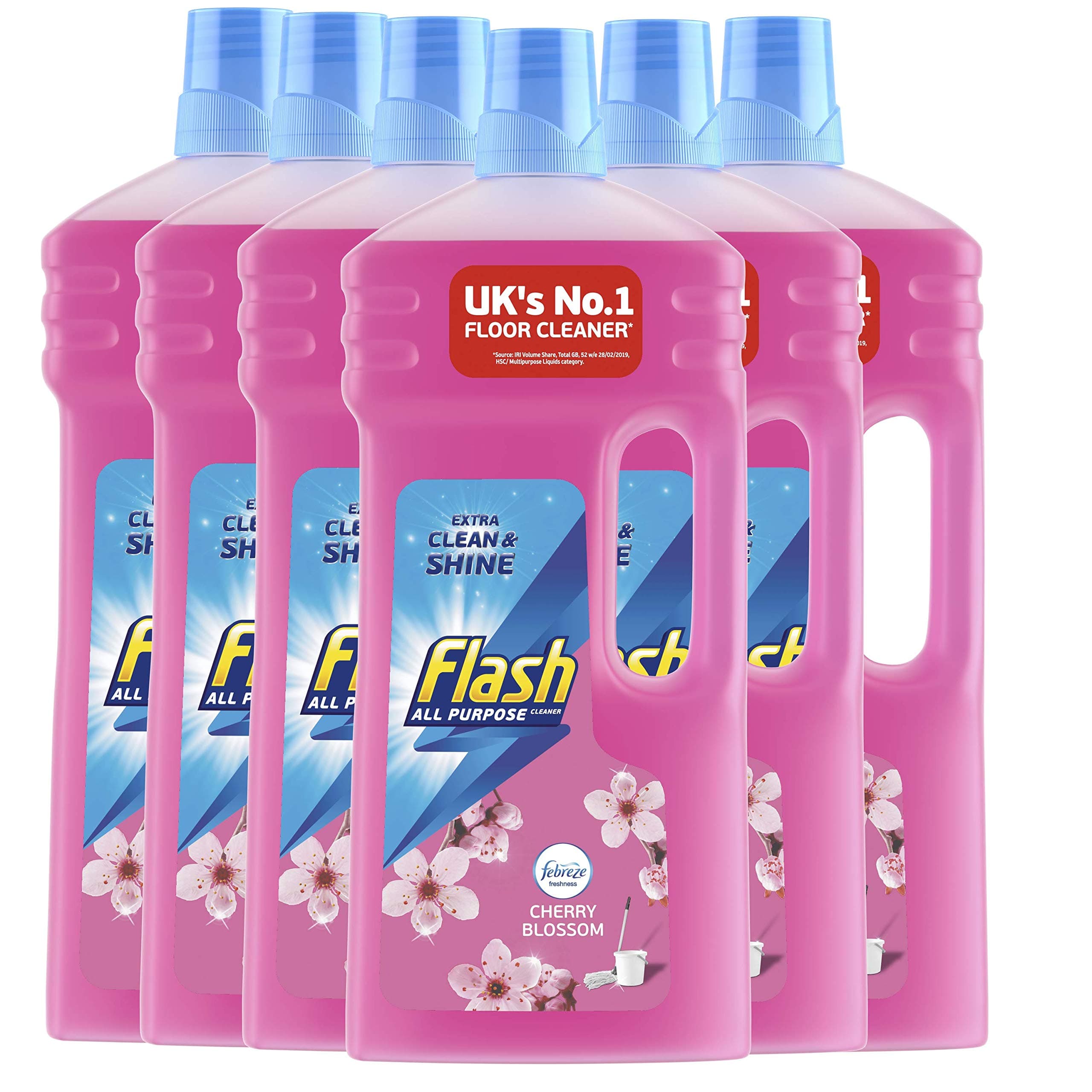 Flash All Purpose Multi Surface Cleaner, Floor Cleaner Liquid, Cherry Blossom, 7.8 Litres (1.3 L x 6)