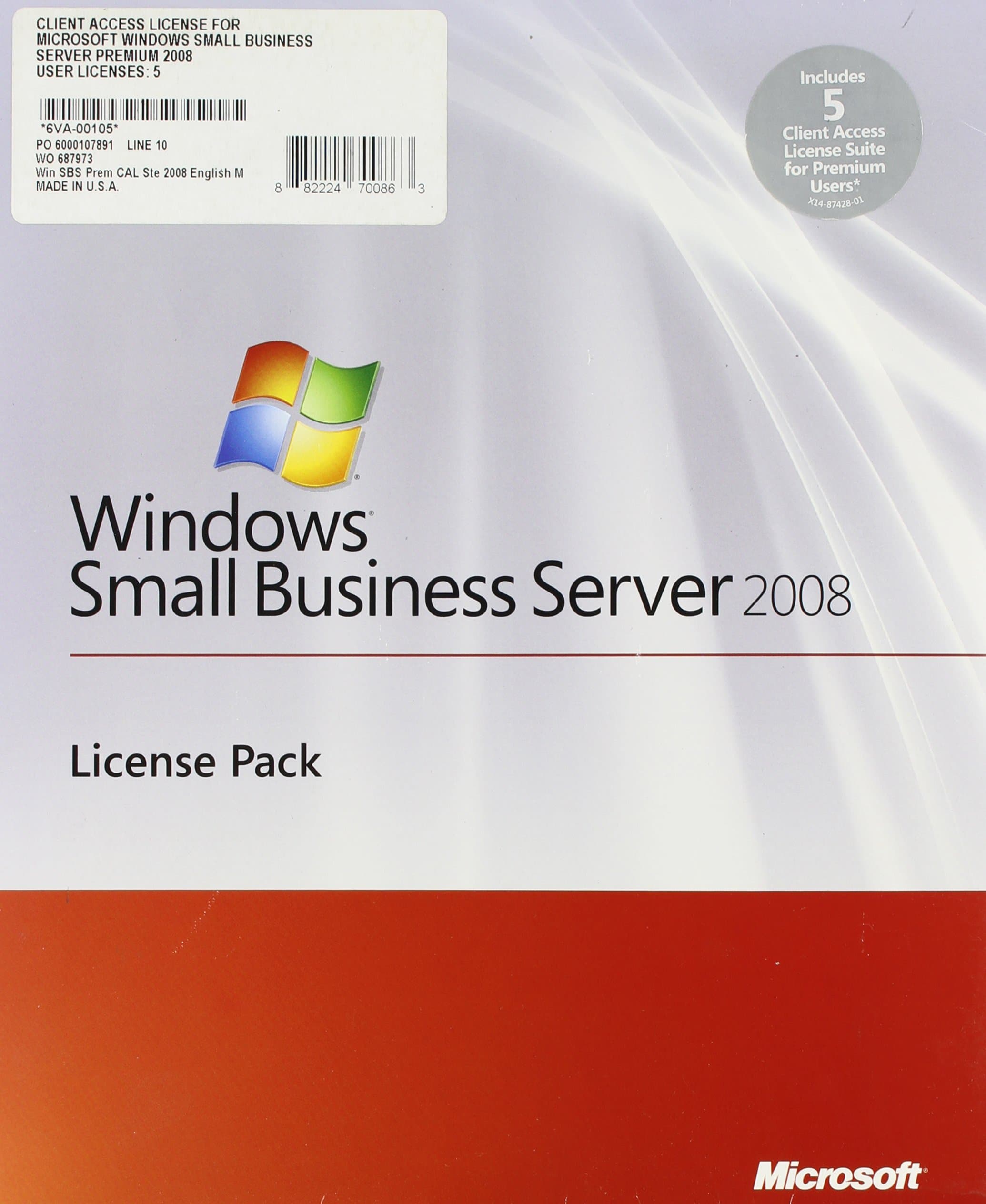 Windows Small Business Server Premium User CAL Suite 2008 English 5 Client AddPak