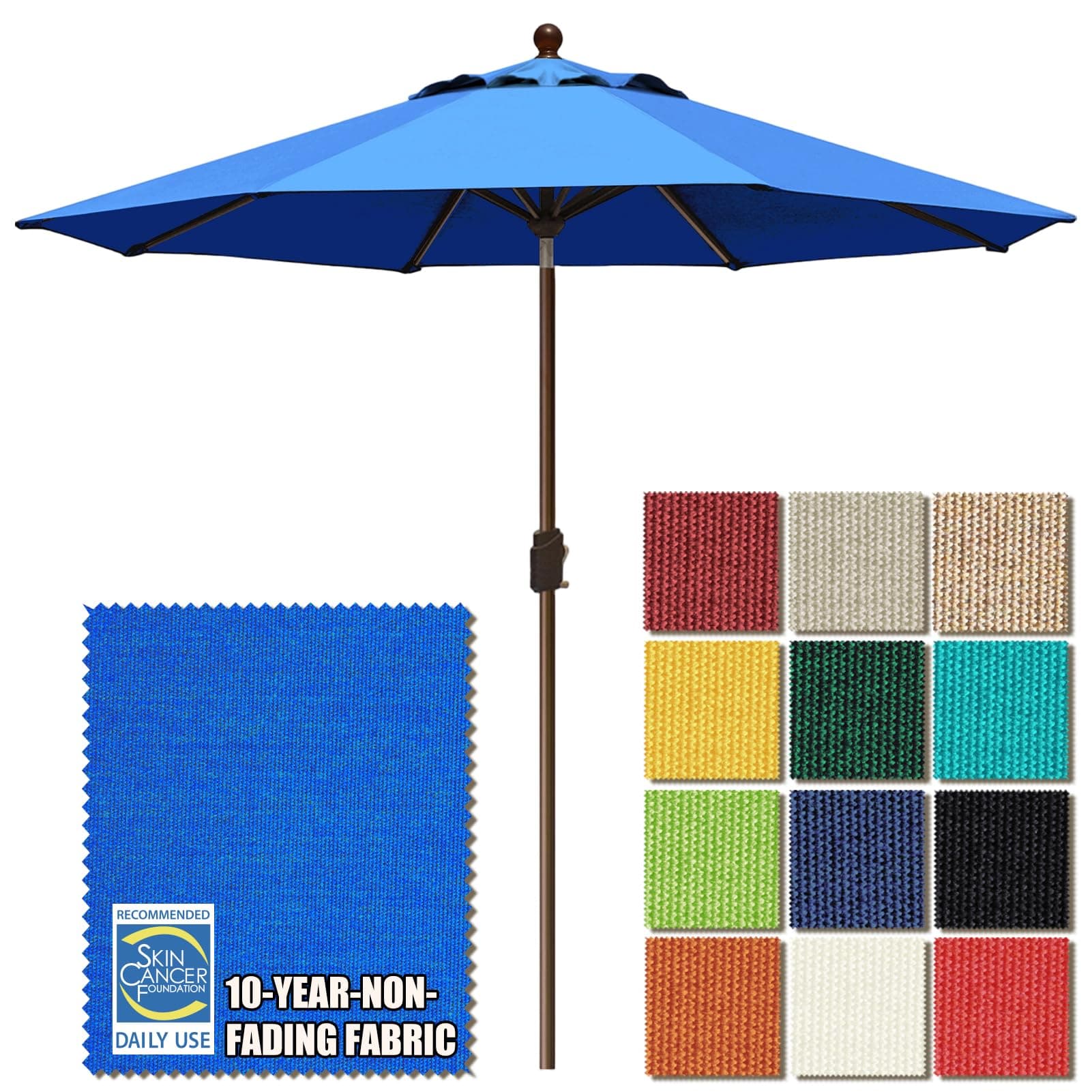 Market Umbrella Patio Umbrella Outdoor Table Umbrella with Ventilation and 10 Years Non-Fading Top