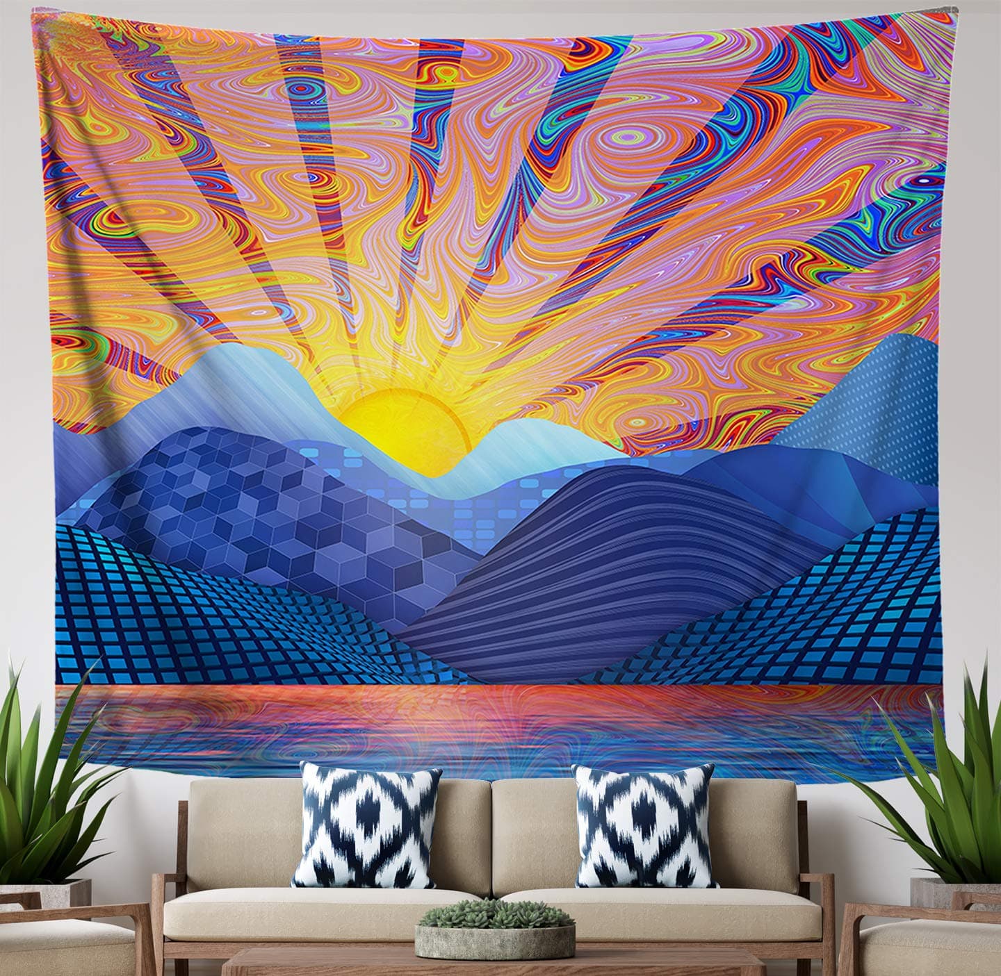 Psychedelic Sunrise Tapestry