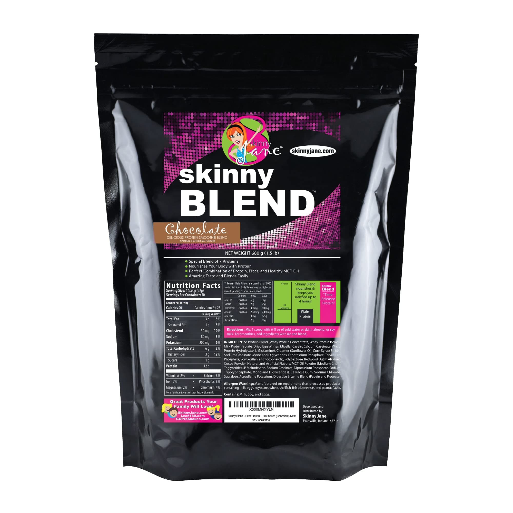 Skinny Blend - Best Tasting High Protein Shake for Women - Satisfying Low Carb Meal Replacement - Keto-Friendly Breakfast or Snack - Healthy Smoothie - 30 Delicious Shakes - Chocolate