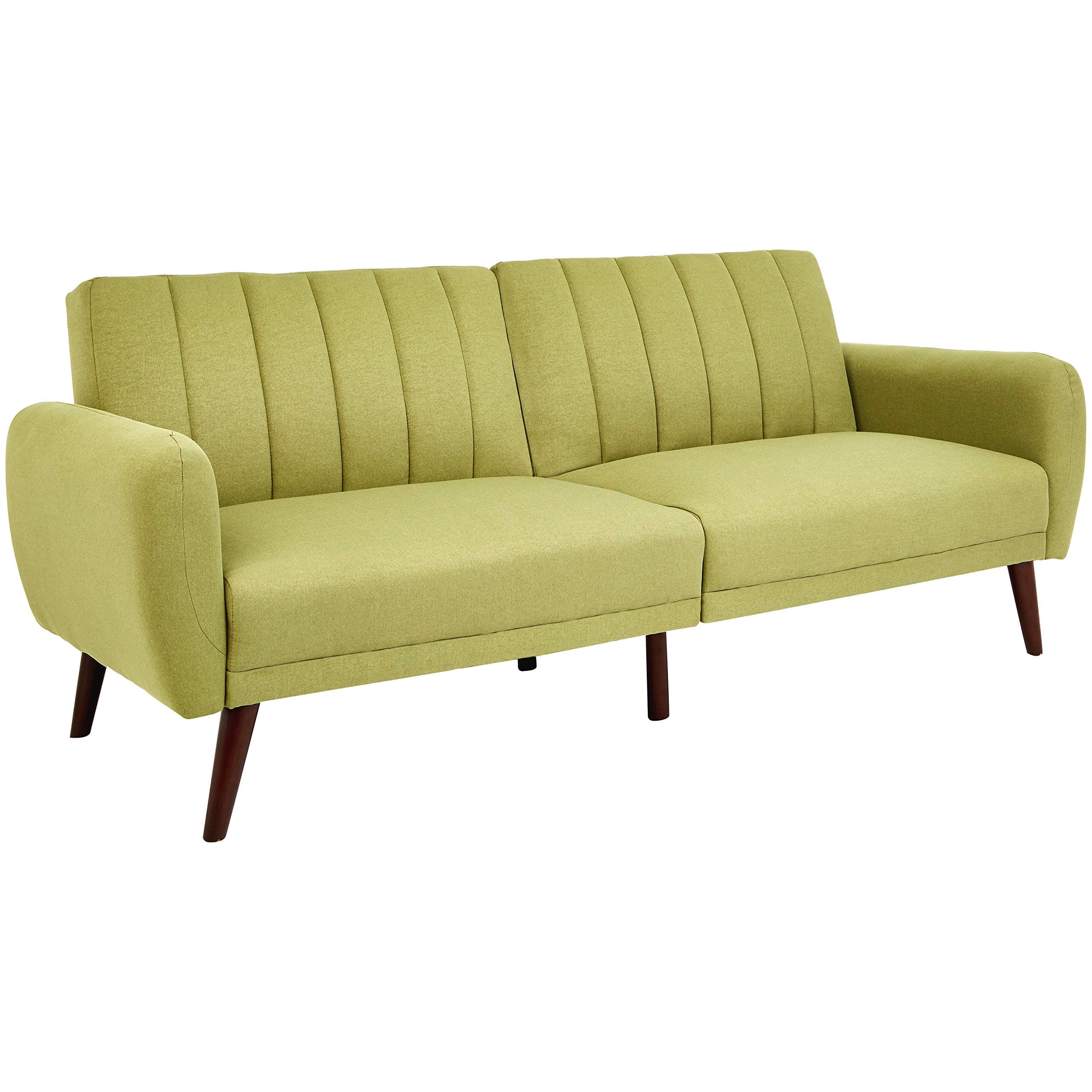 Sunrise Coast Torino Modern Linen-Upholstery Futon with Wooden Legs, Army Green