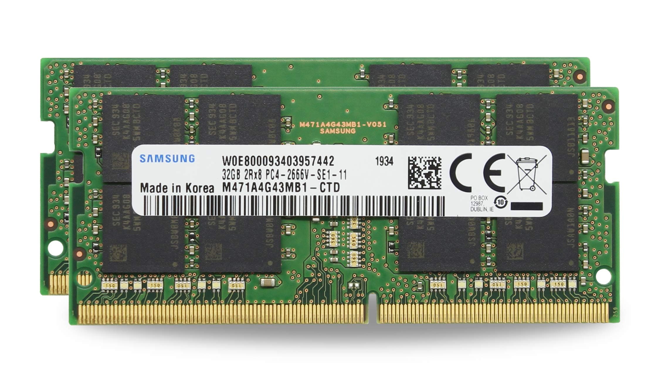 Factory Genuine 64GB (2x32GB) Compatible for ASUS, Acer, MSI, Razer, Intel NUC, Shuttle DDR4 2666MHz PC4-21300 SODIMM 2Rx8 CL19 1.2v Laptop Upgrade M471A4G43MB1-CTD