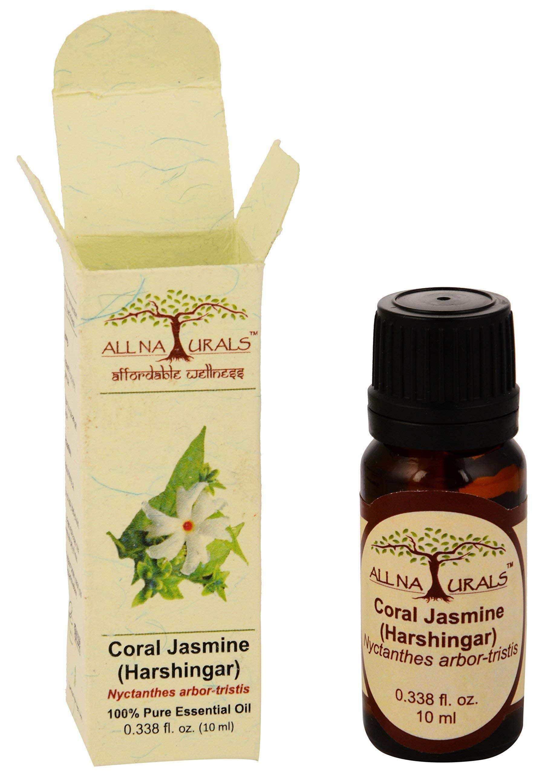 all naturals Harshingar Aka Parijaat Aka Coral Jasmine Essential Oil (Bengal) Pure,Lasting Sharp Floral Aroma For Natural Perfumes,Massage Oils,Attars,Diy Skincare & Diffusers-10 Ml