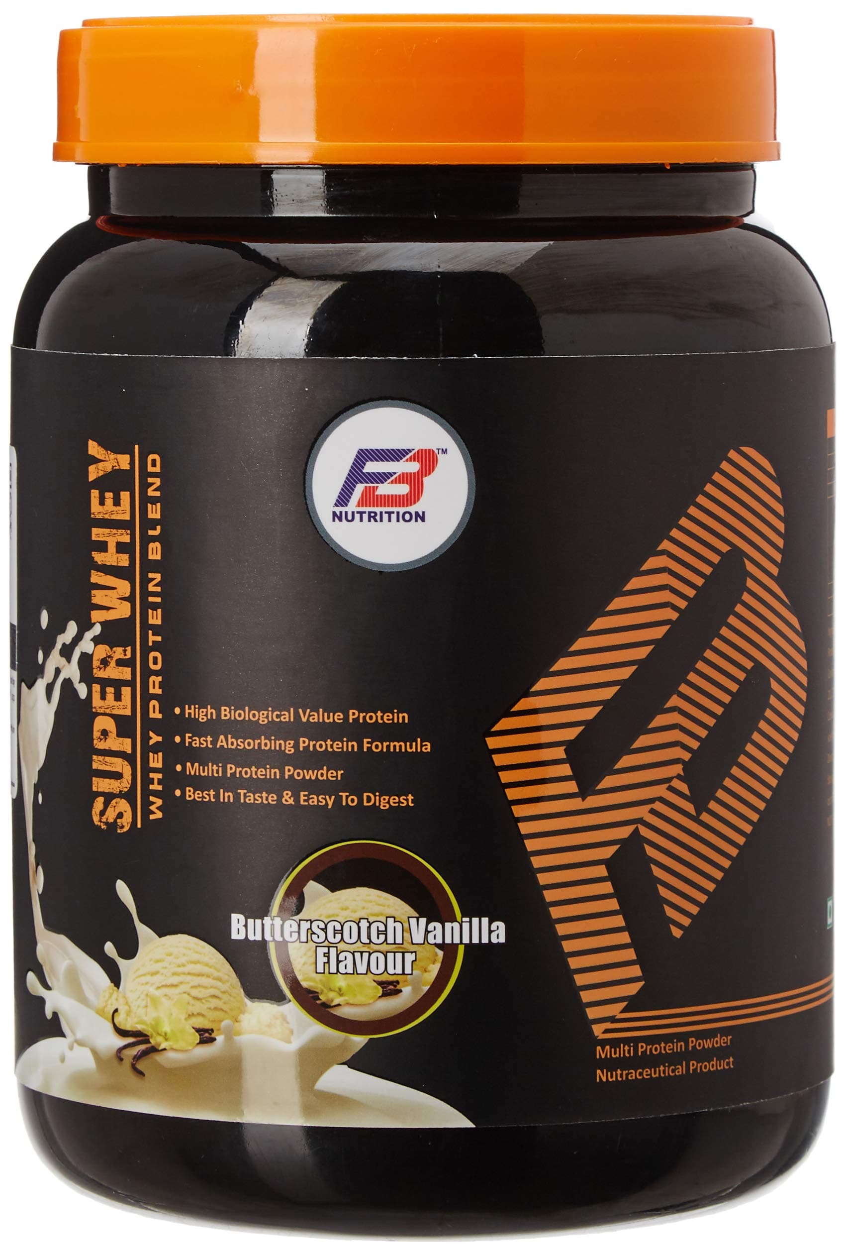 FB Nutrition Super Whey Protein High Biological Value Protein, Best in Taste & Easy to Digest, 0 Add Sugar Whey Protein (Butterscotch & Vanila, 1 Kg)