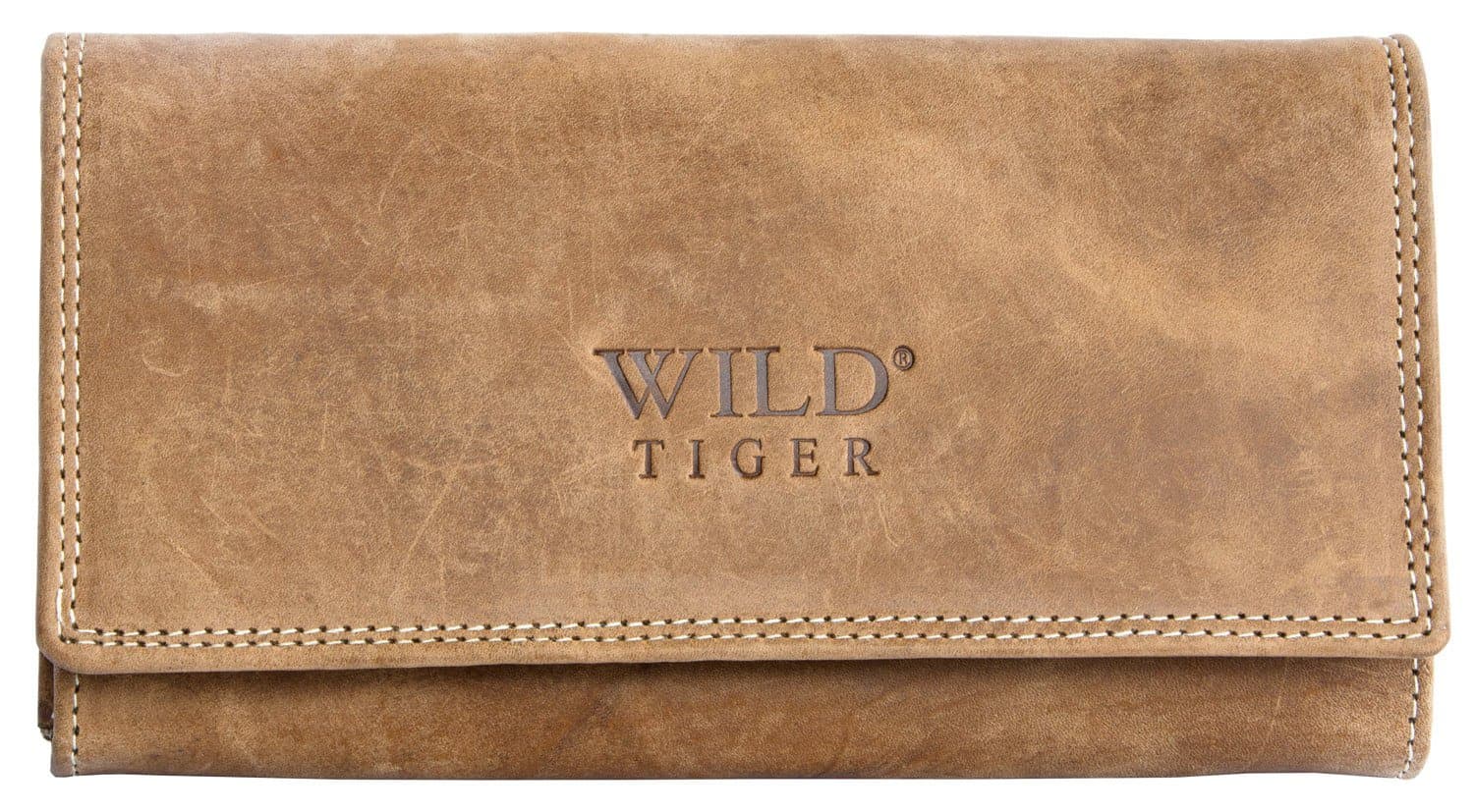 Light Brown Natural Durable Genuine Leather Wallet Wild Tiger