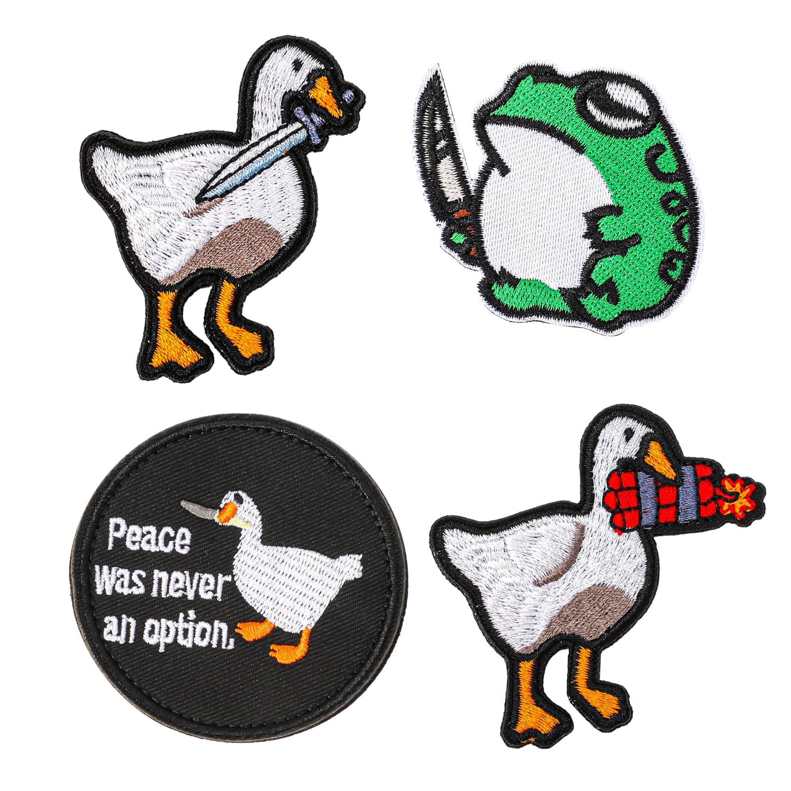 COMNICO 4 Pcs Patches Funny Cute Duck Bite Knife Patch Military Tactical Patch Embroidered Appliques Loop and Hook Patches Set for Backpacks Jackets Jeans