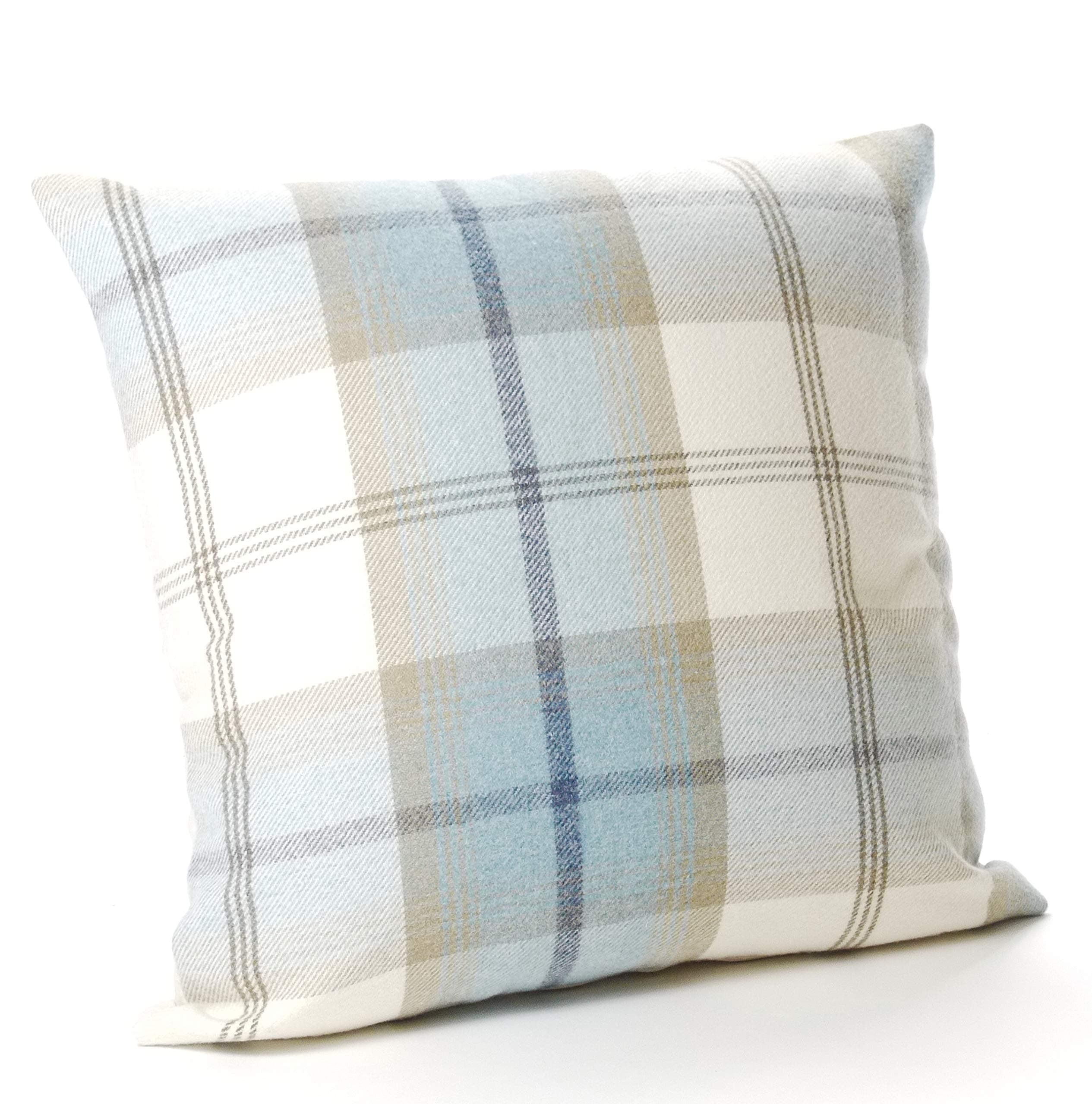 Large Highland Mist Tartan 22in x 22in Cushion Cover in Pale Blue