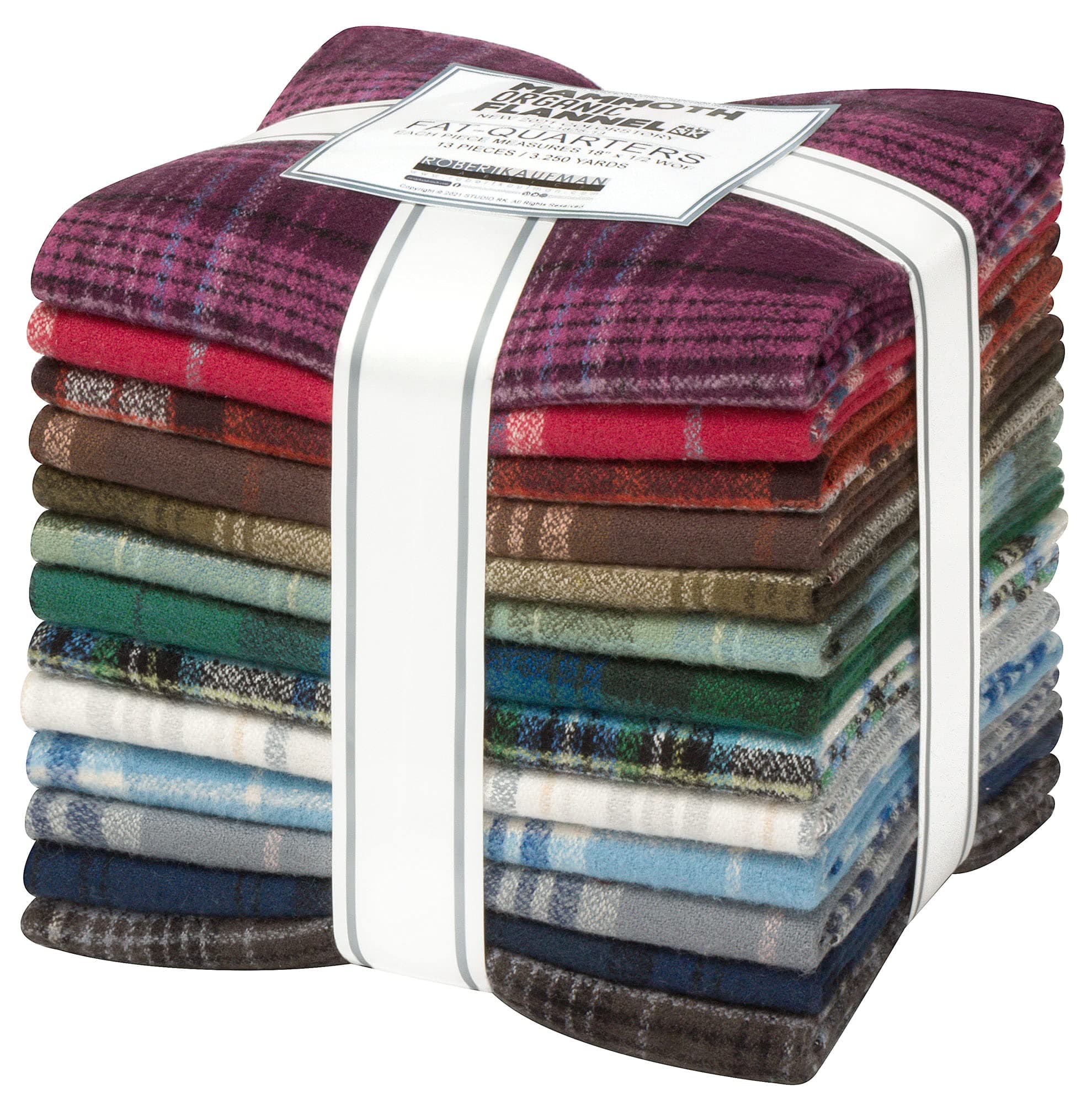 Robert Kaufman Kaufman Mammoth Organic Flannel Fat Quarter Bundle 13pcs, Multi