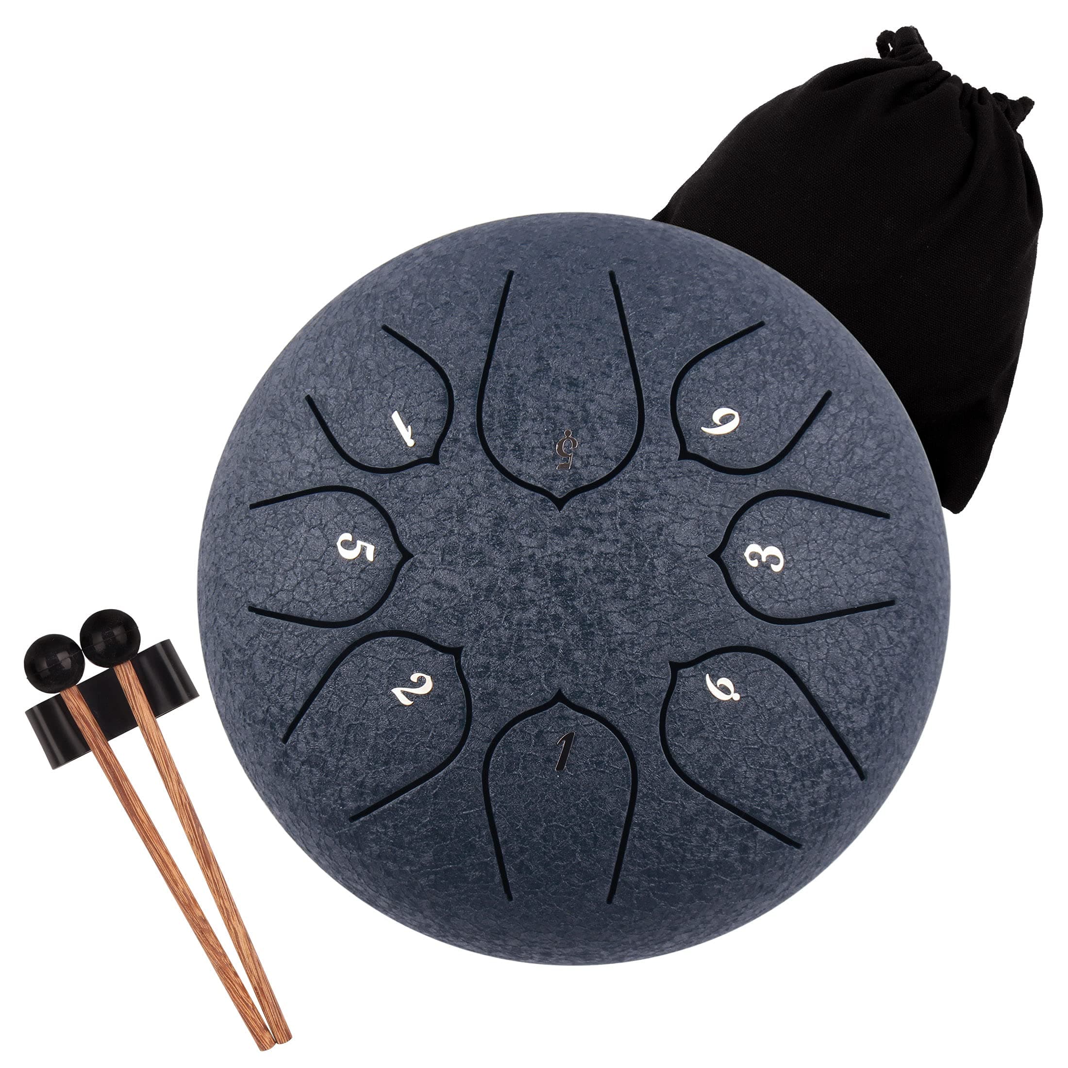 Rain Drum for Outside Garden - Steel Tongue Drum 6 Inch 8 Notes Outdoor Meditation Instrument with Waterproof Bag, Mallets, Finger Picks(Navy)