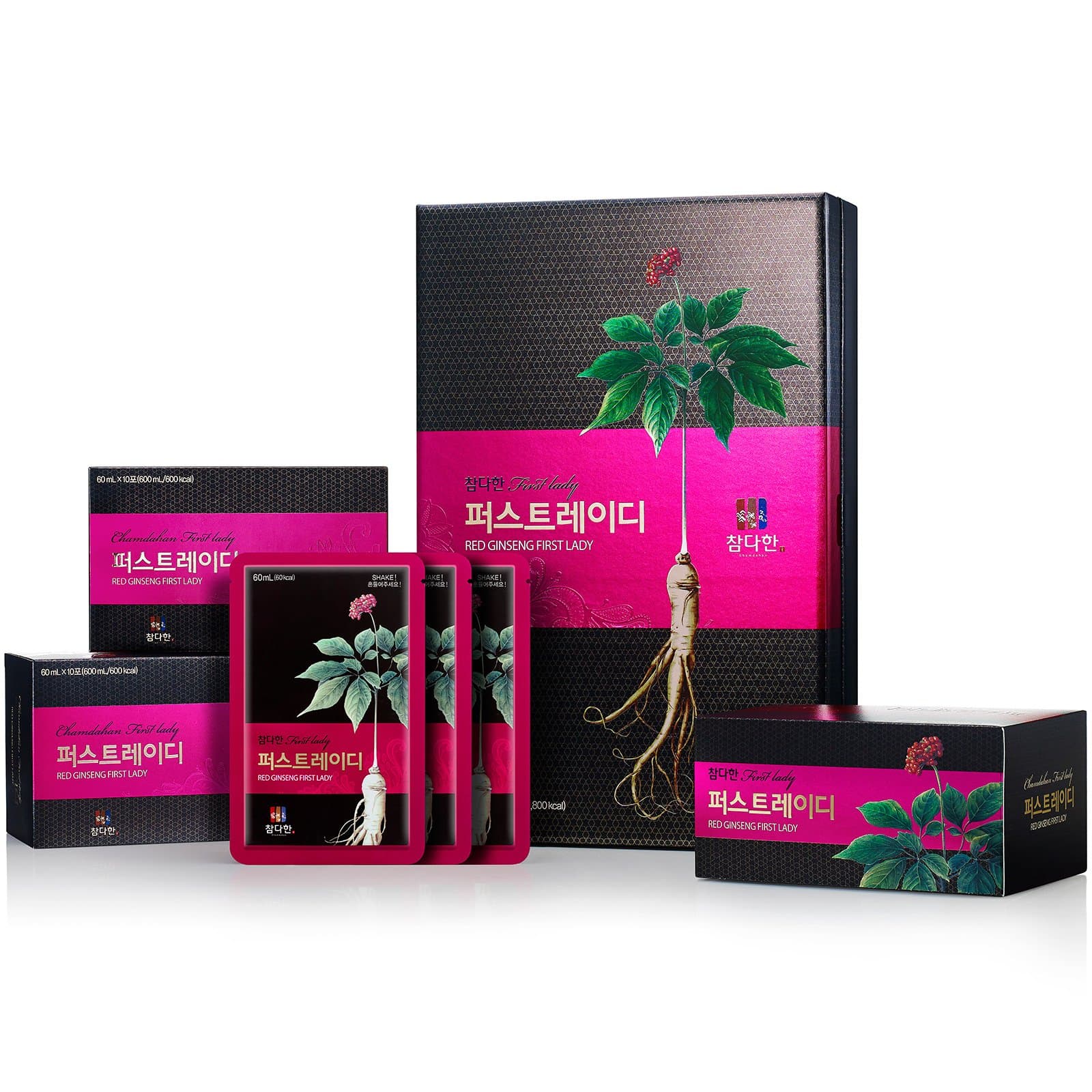 Chamdahan Korean Whole Red Ginseng Tonic First Lady (60ml x 30pouches) 1Day Ginsenoside 29mg - Boost The Immune System, Promotes Healthy Blood Circulation, Skincare, Anti-Aging, Fights Fatigue