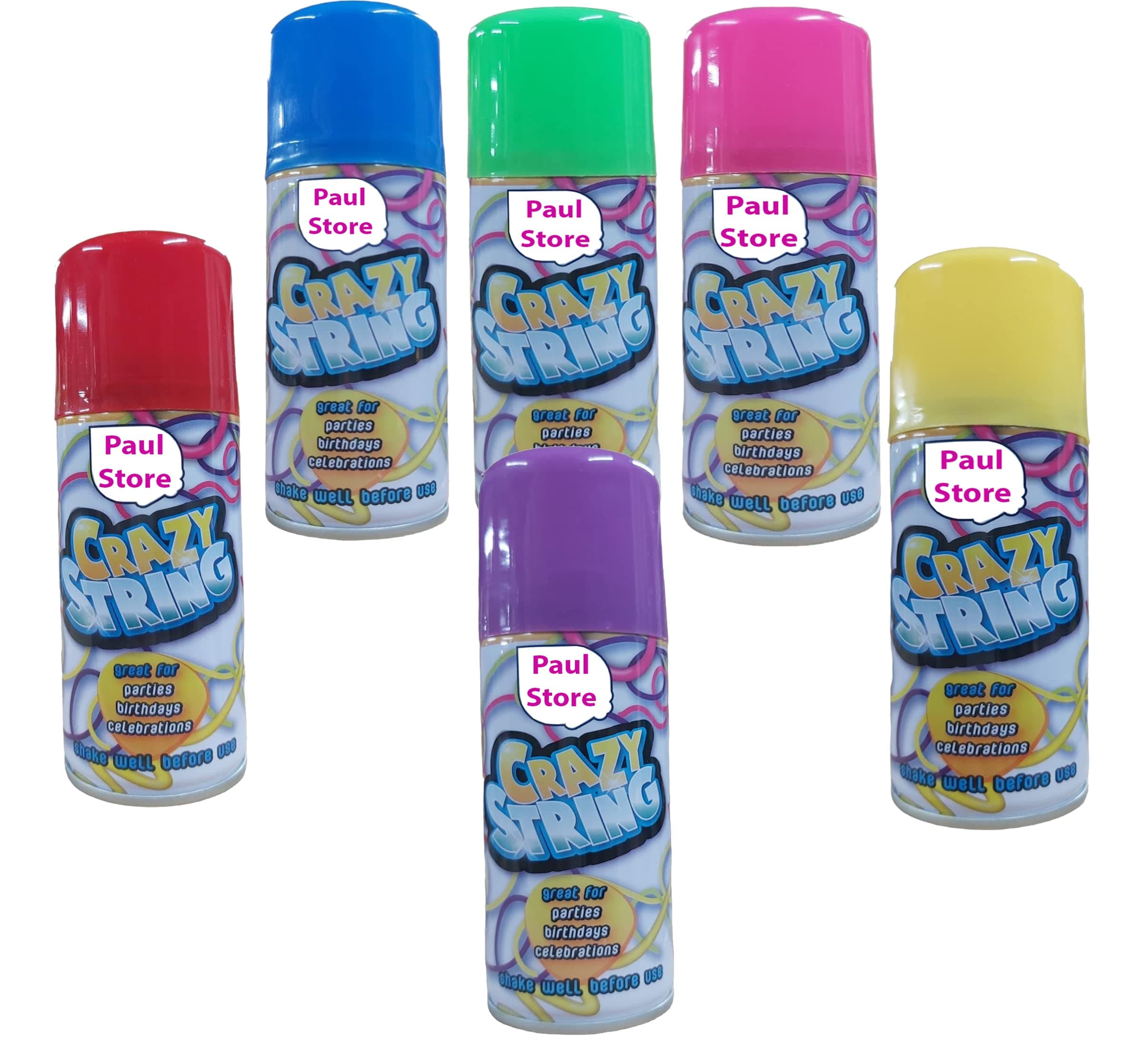 6 Party String/Spray Birthday Wedding Celebration Crazy Streamer 200ml Can