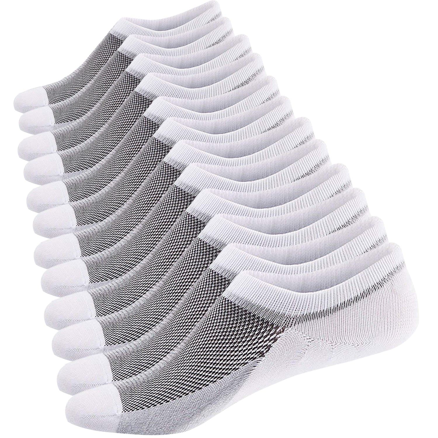 Men's No Show Socks Ultra Low Cut Casual Socks Invisible Boat Shoe Liners with Non-Slip Grip