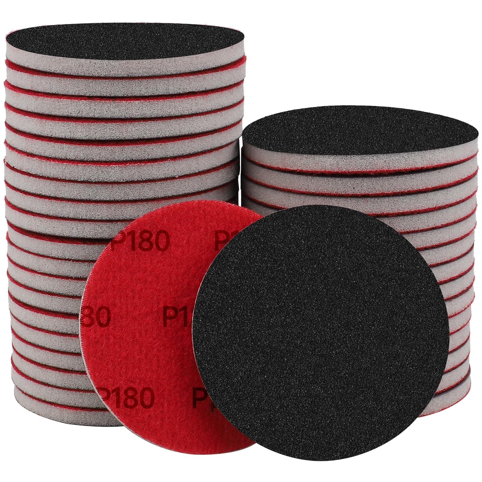 20Pcs 3 Inch Hook and Loop Sanding Sponge Disc with Buffer Backing 180 Grit Wet or Dry Sanding Sheets Reusable Hand Sander Sandpaper - Curved Surface Sanding Pads for Automotive Wood Metal